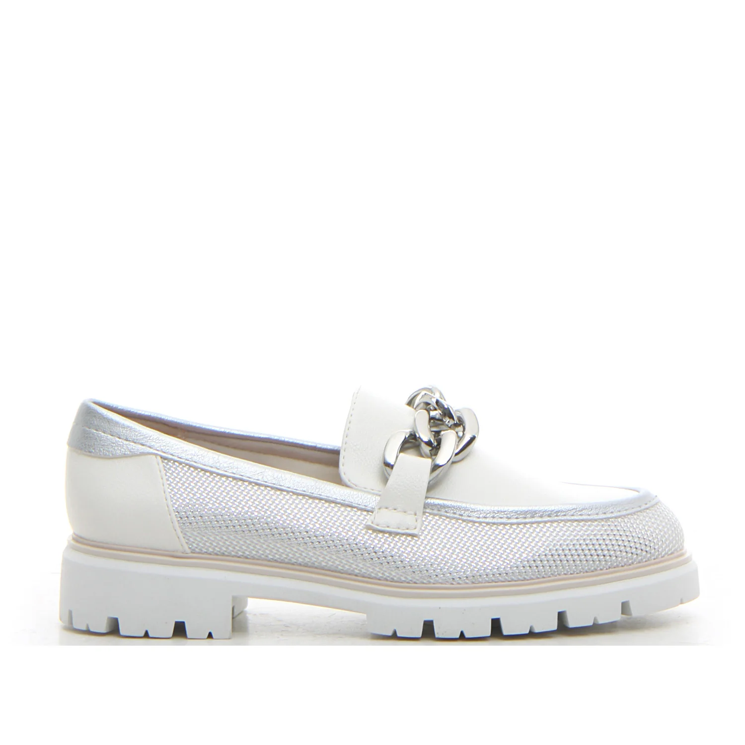 Mocassino con catena white comb