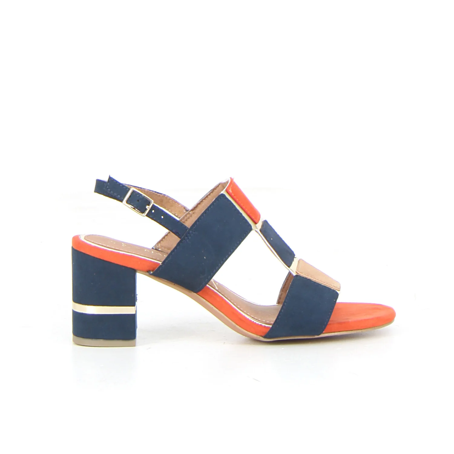 Sandalo con tacco navy comb