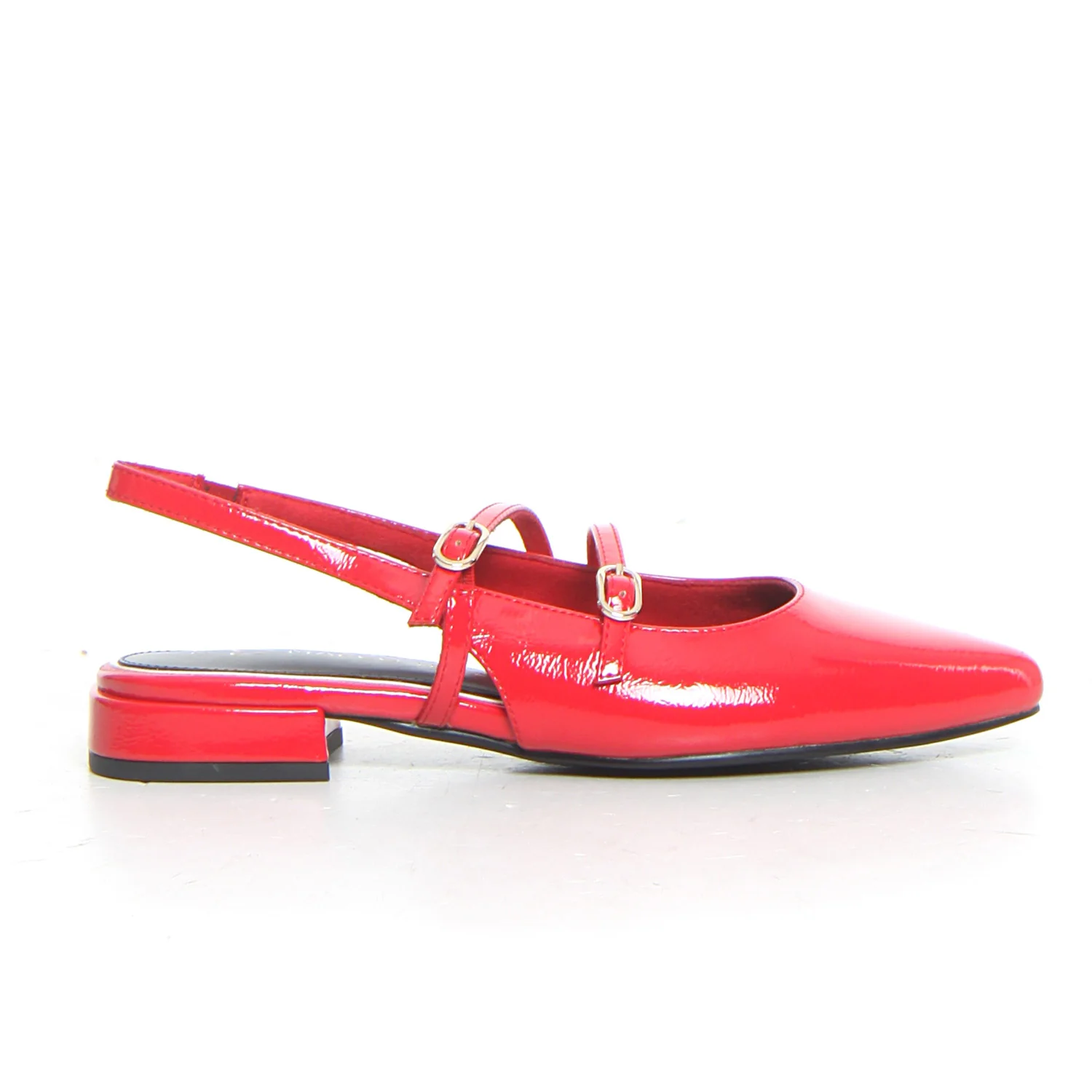 Sandalo slingback a punta red patent