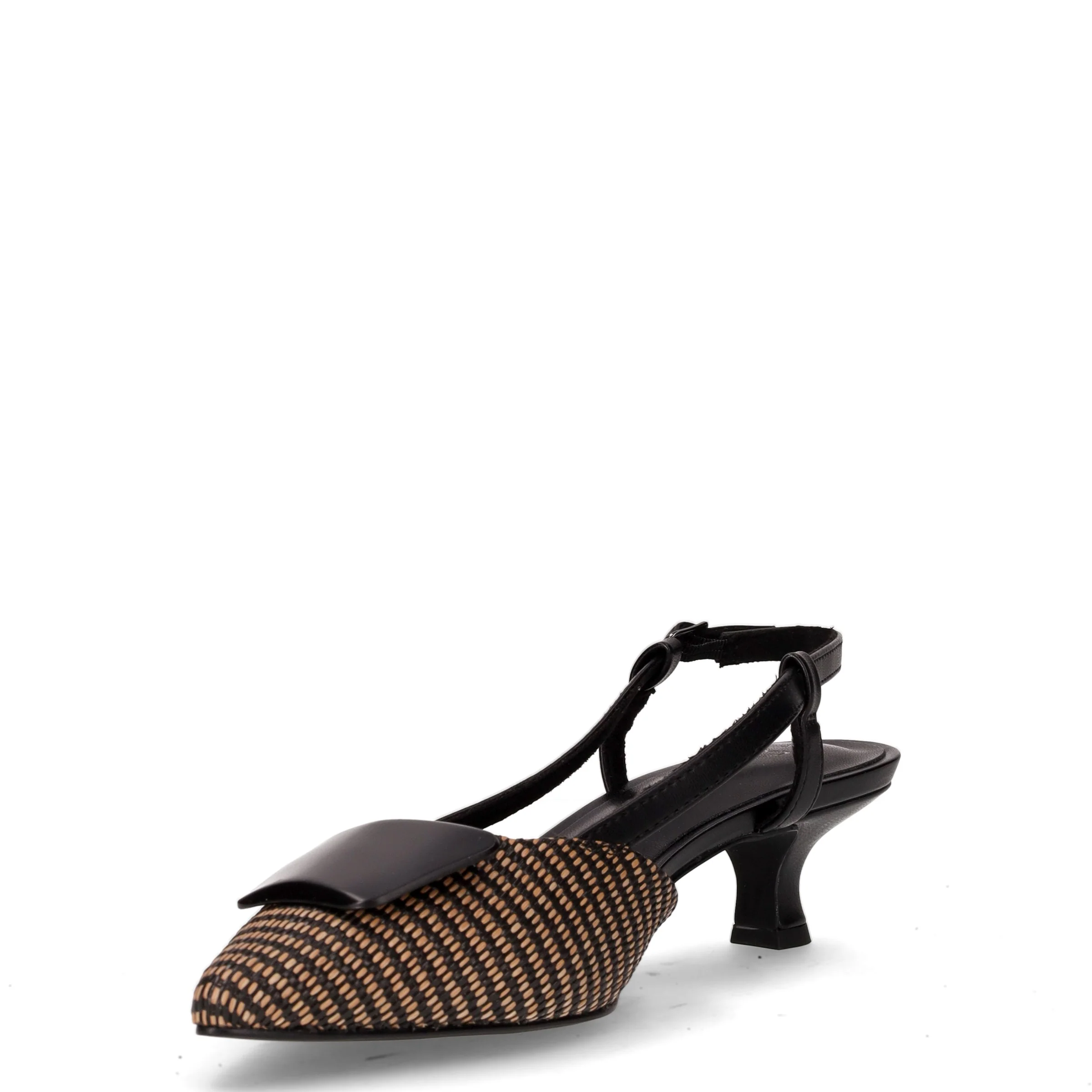 Slingback con tacco in ecopelle nero - Image 3
