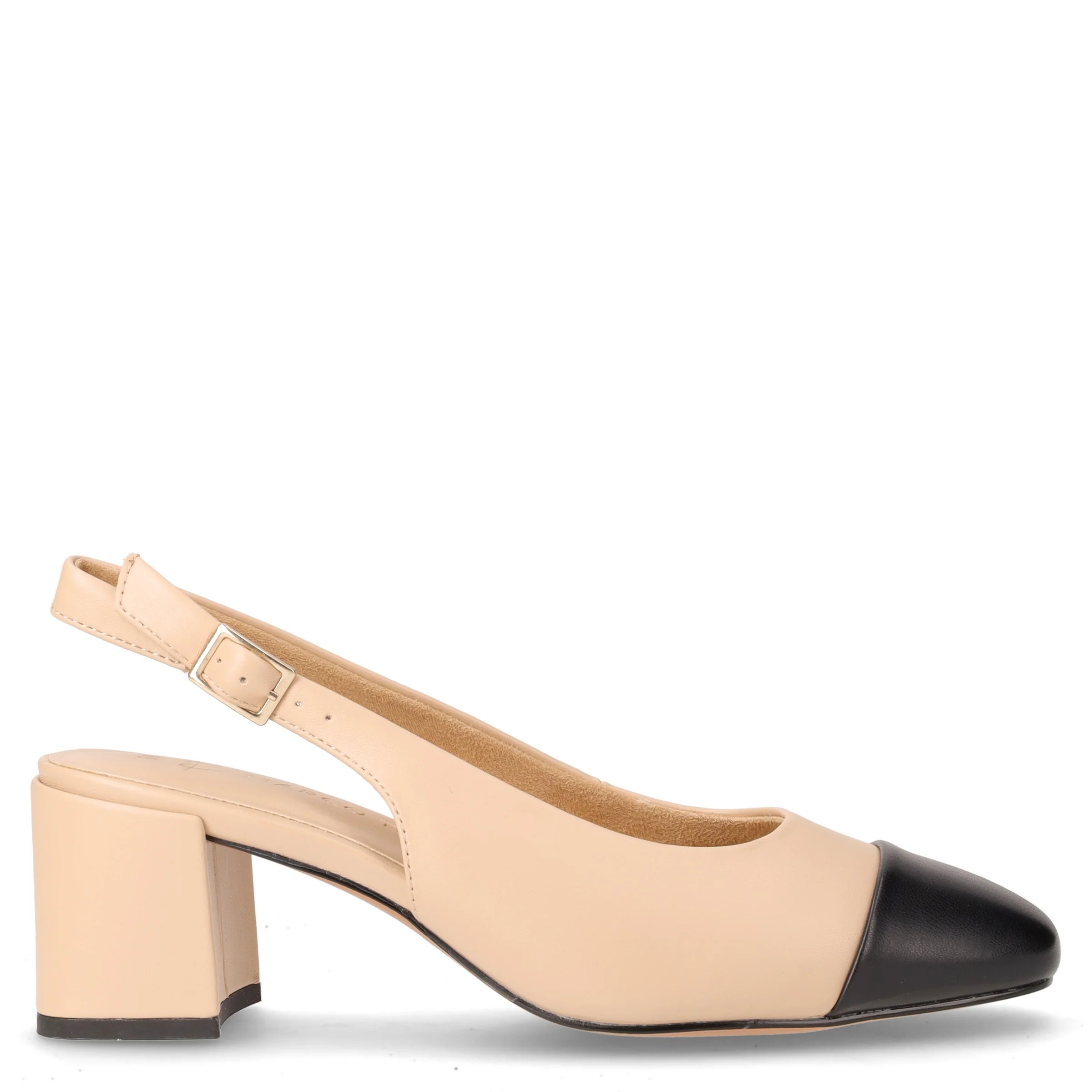 Slingback in ecopelle con tacco biscotto
