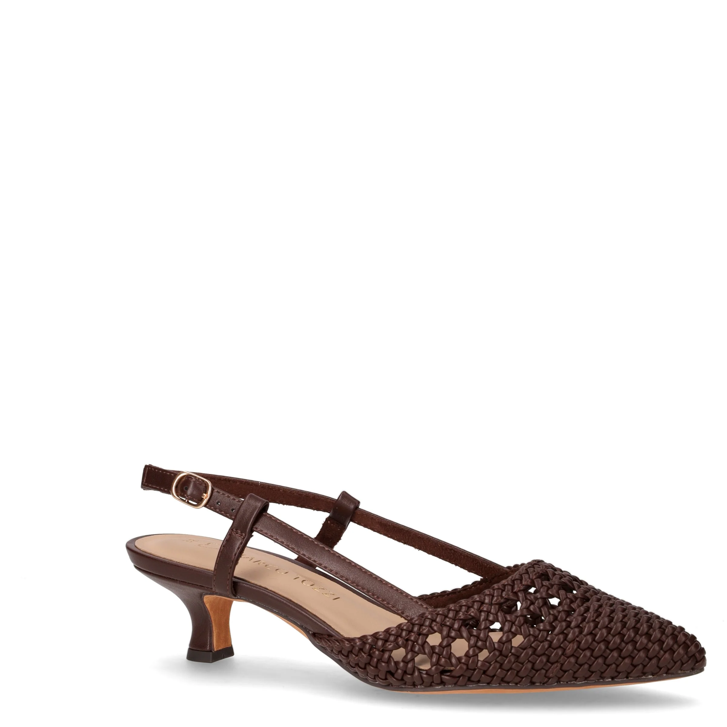 Slingback in ecopelle con tacco cioccolato - Image 2