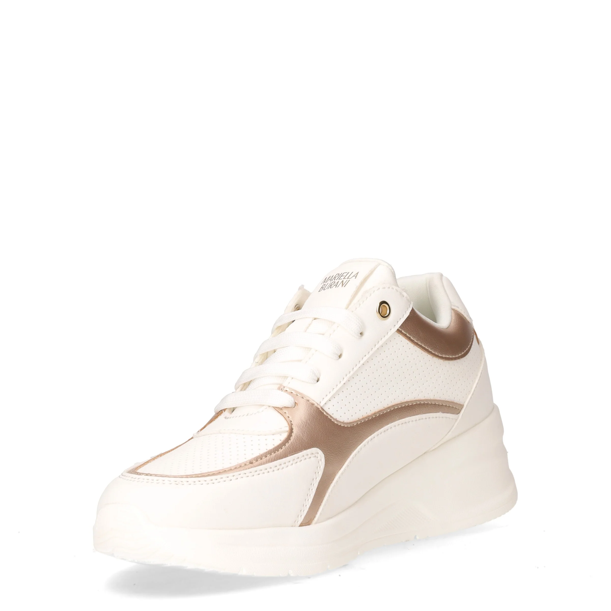 Sneaker in ecopelle e tessuto con zeppa bianco platino - Image 3