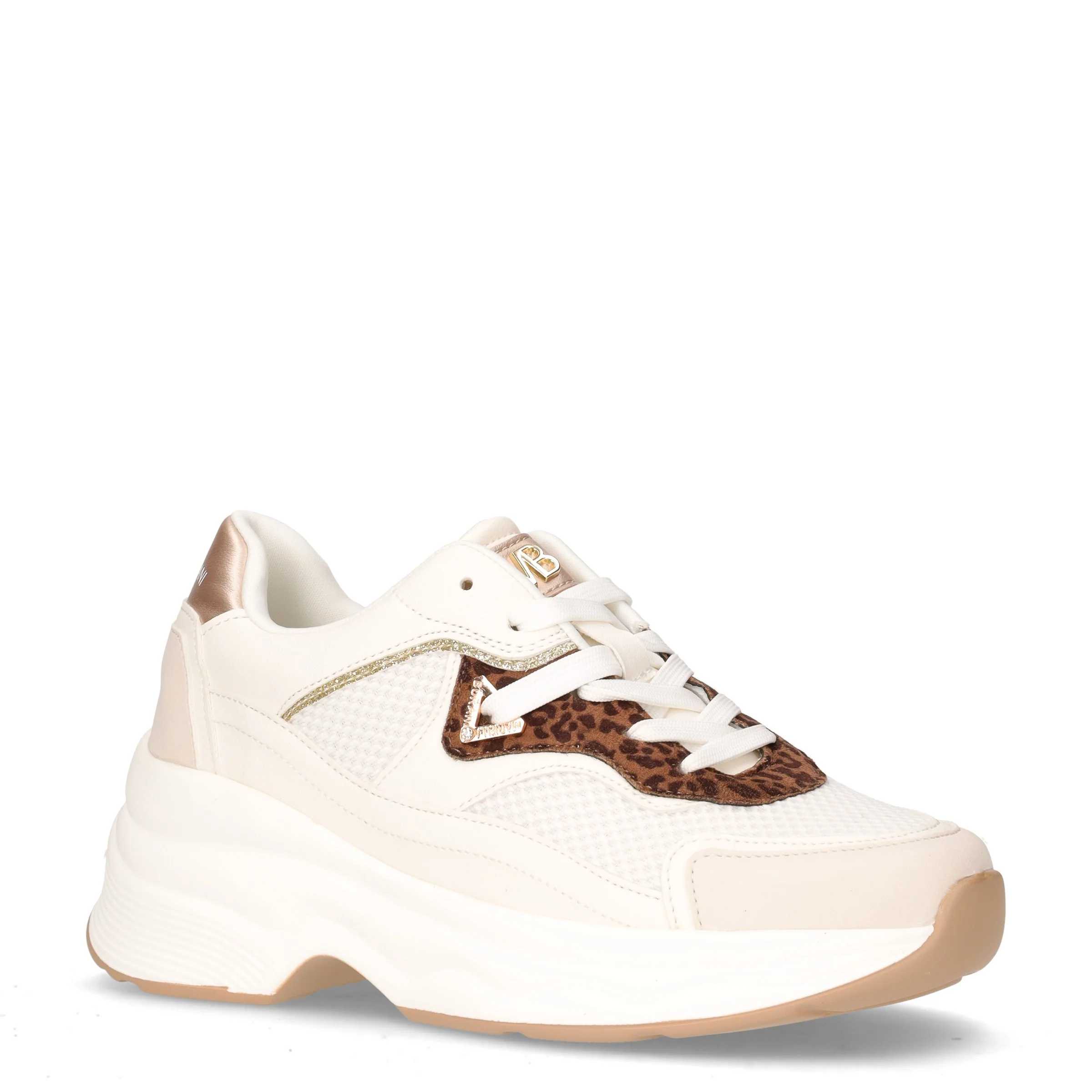 Sneaker in ecopelle e tessuto con zeppa bianco platino - Image 2