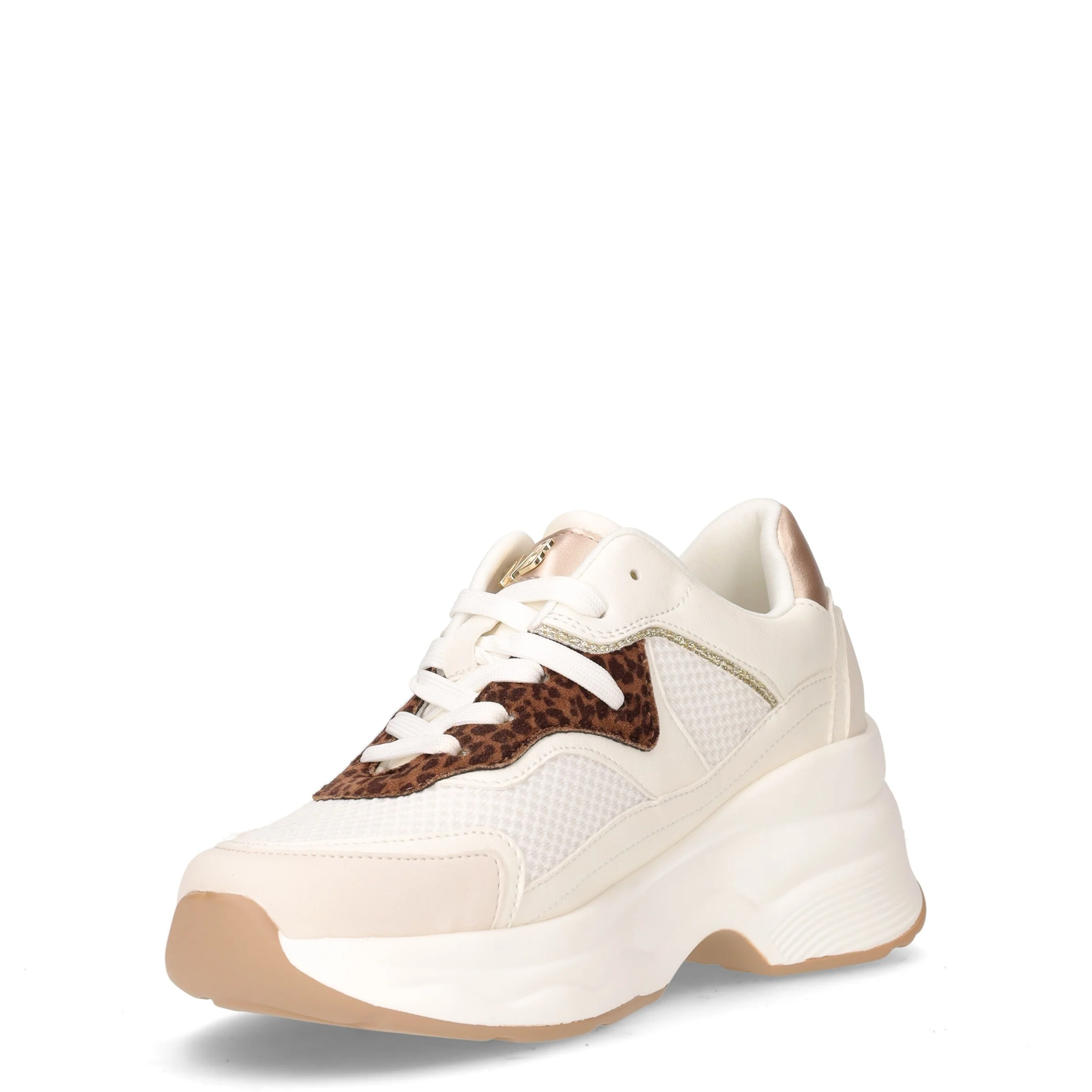 Sneaker in ecopelle e tessuto con zeppa bianco platino - Image 3