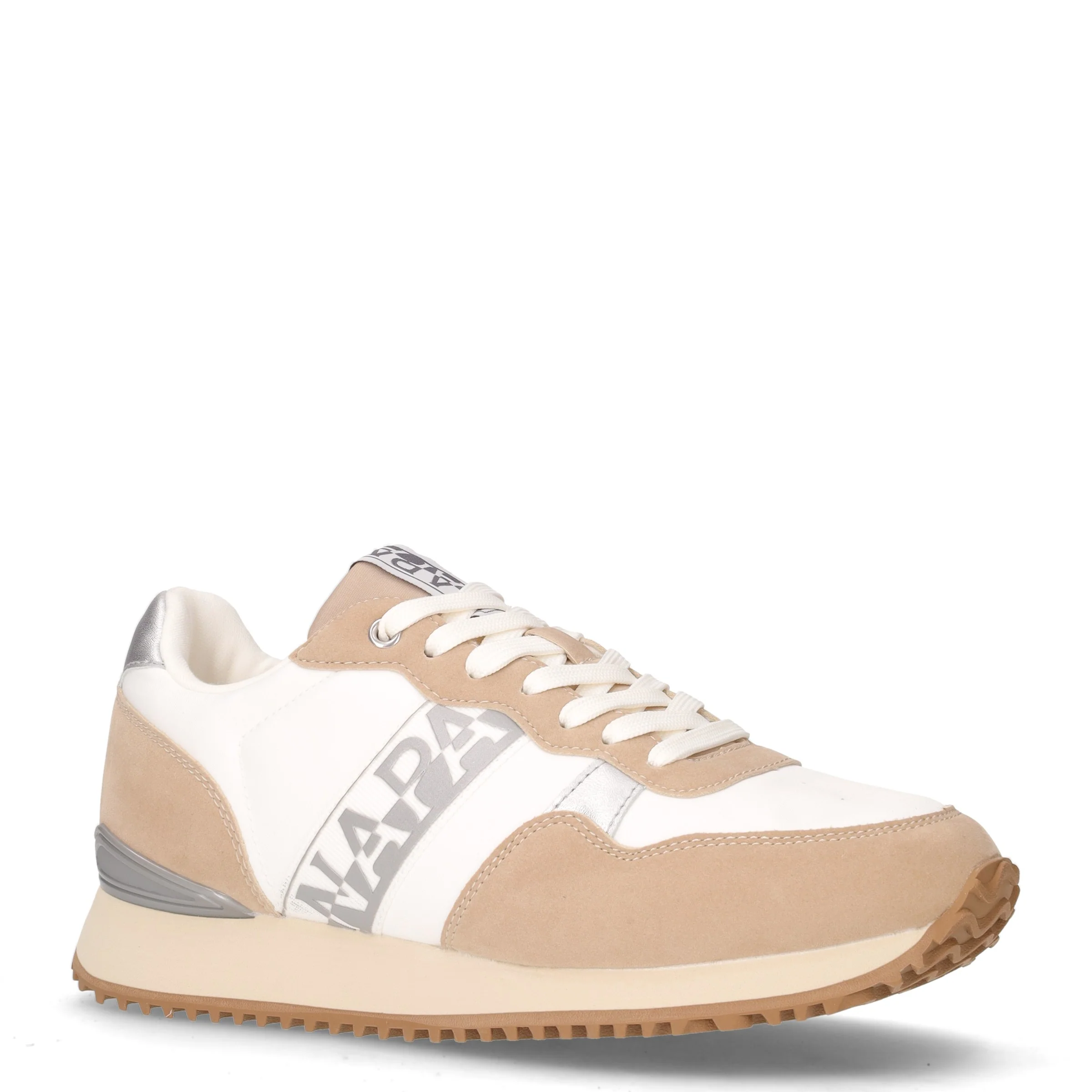 Sneaker in ecopelle e tessuto bianco beige - Image 2
