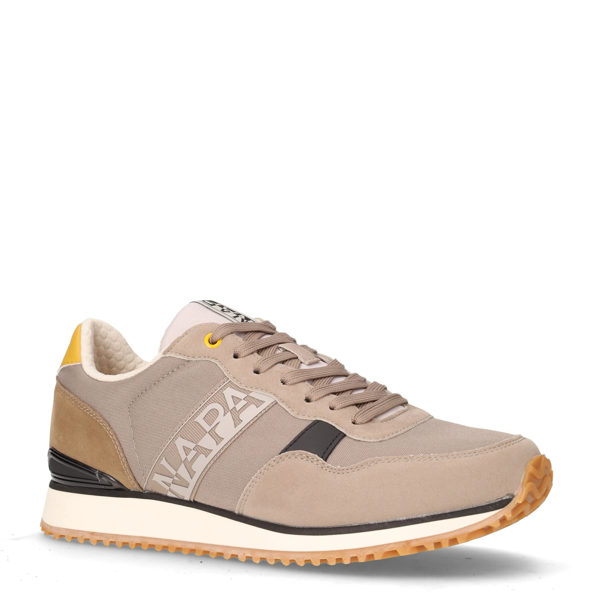 Sneaker in ecopelle e tessuto marrone tabacco - Image 2