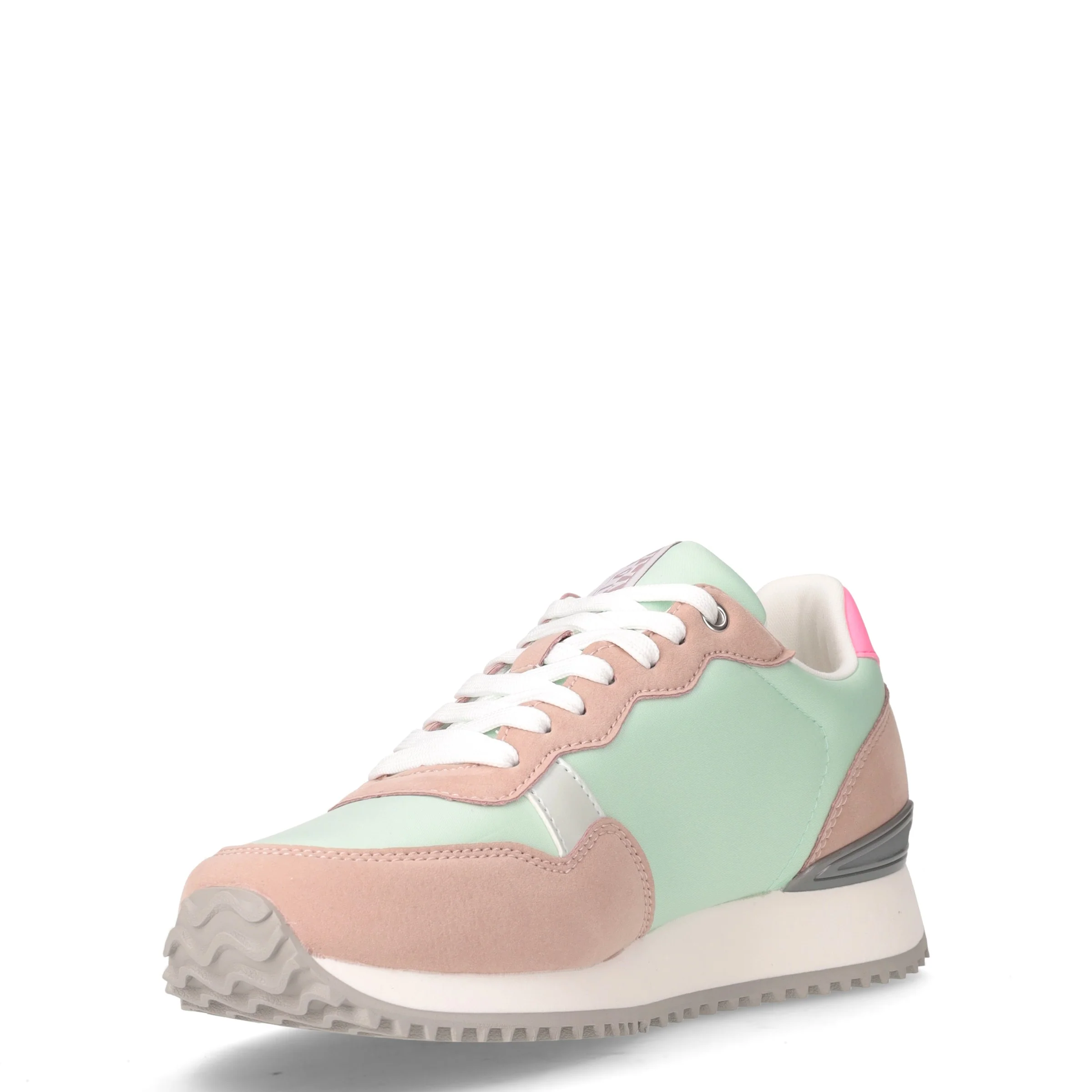 Sneaker in ecopelle e tessuto verde rosa - Image 3