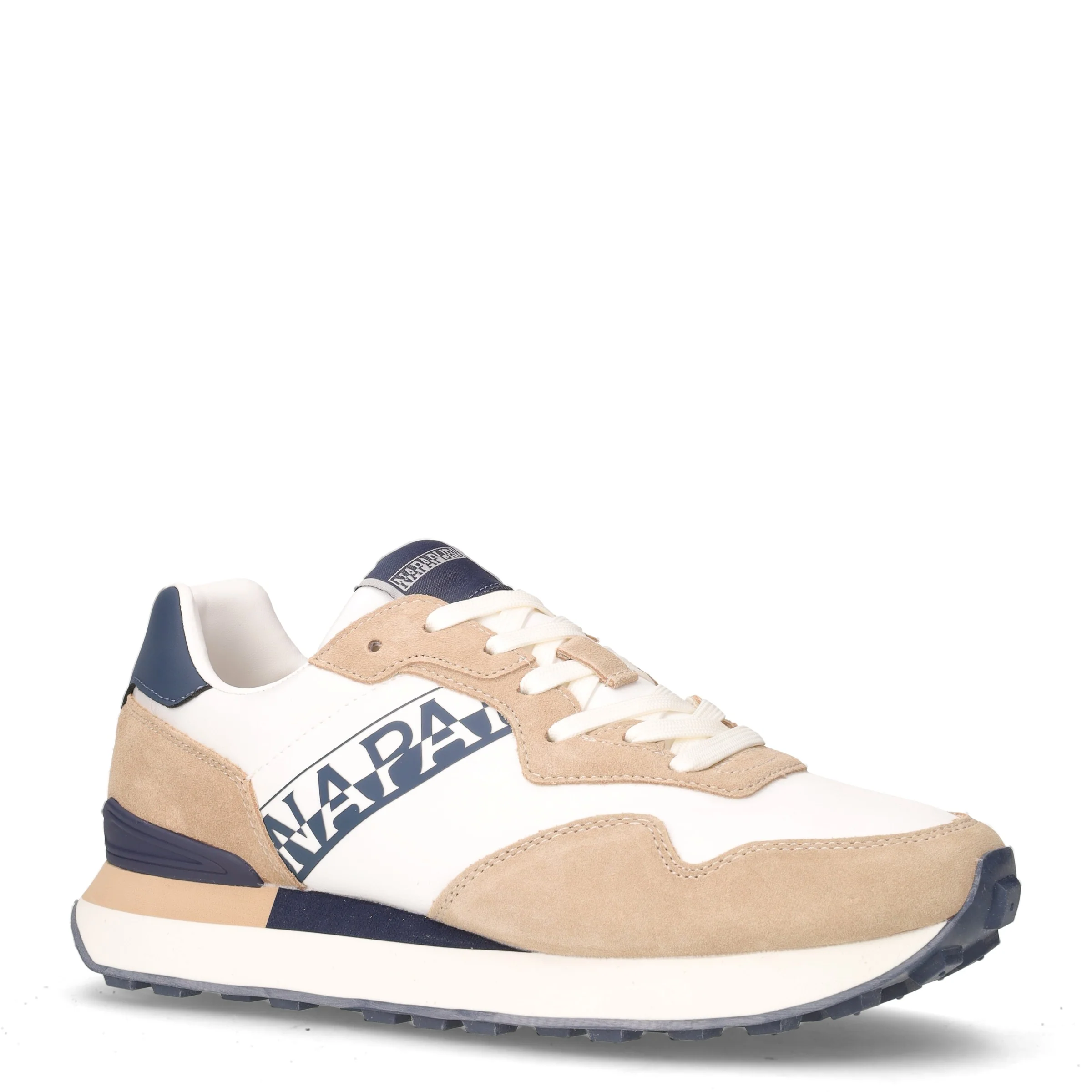 Sneaker in pelle e tessuto bianco navy - Image 2