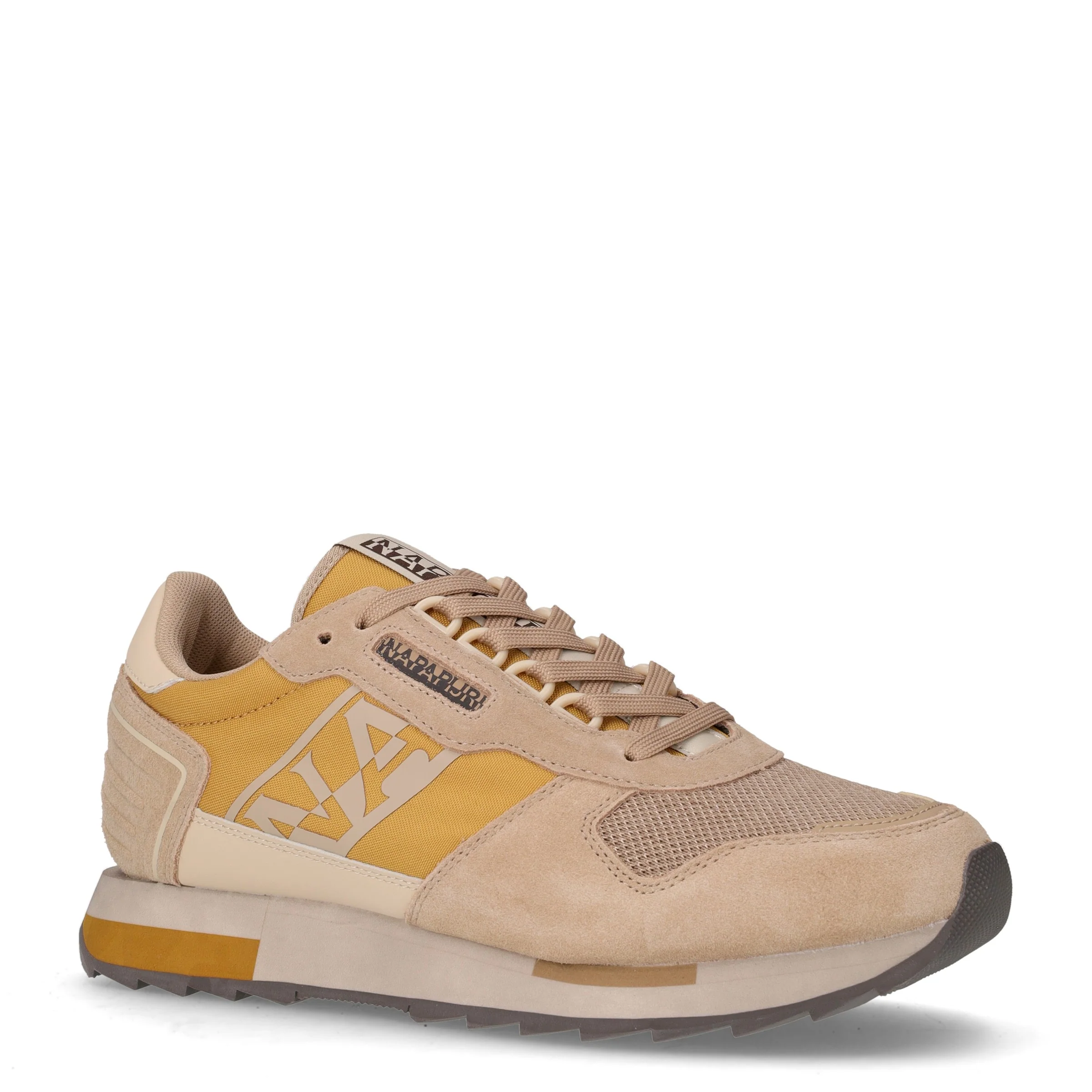Sneaker in pelle e tessuto giallo beige - Image 2