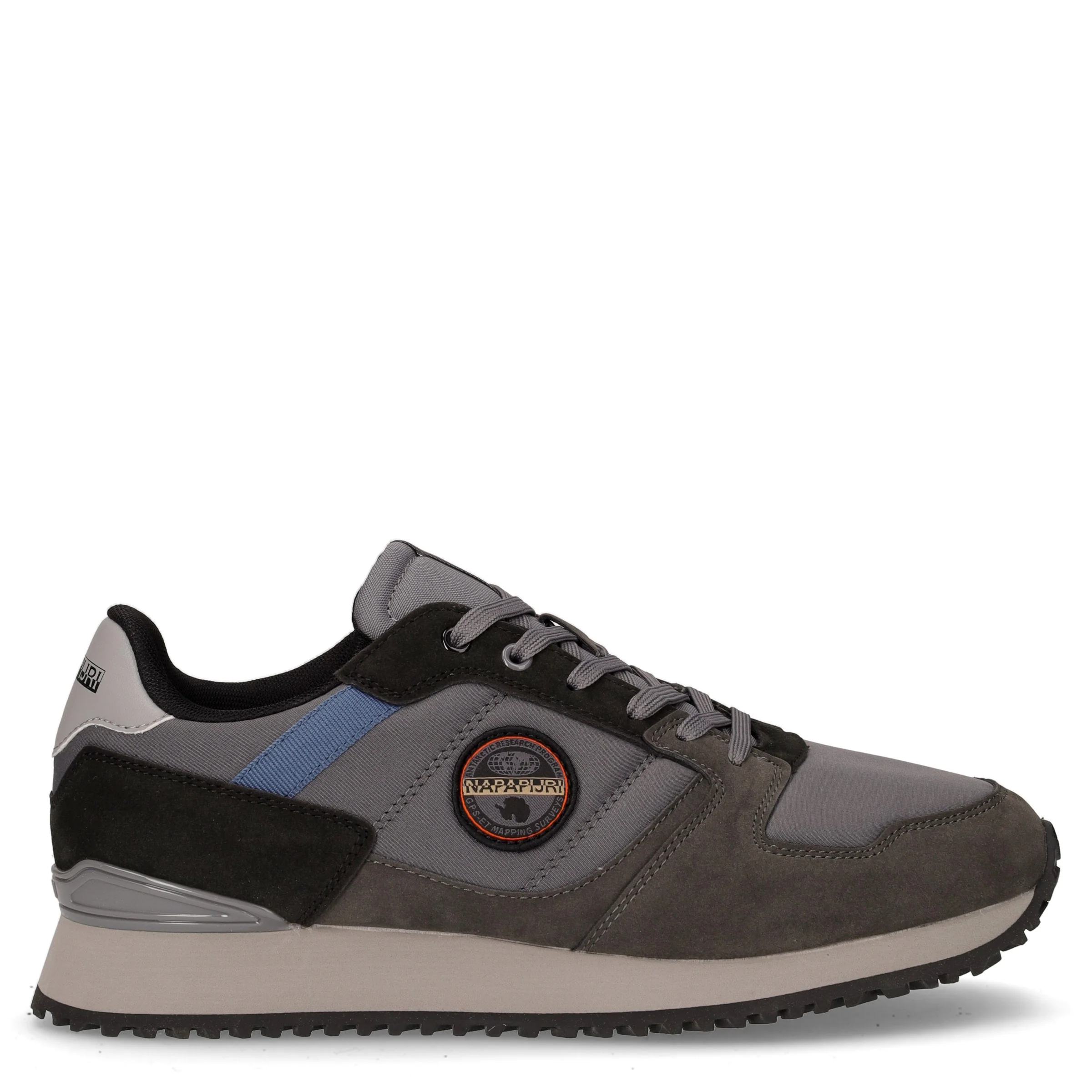 Sneaker in pelle e tessuto grigio scuro