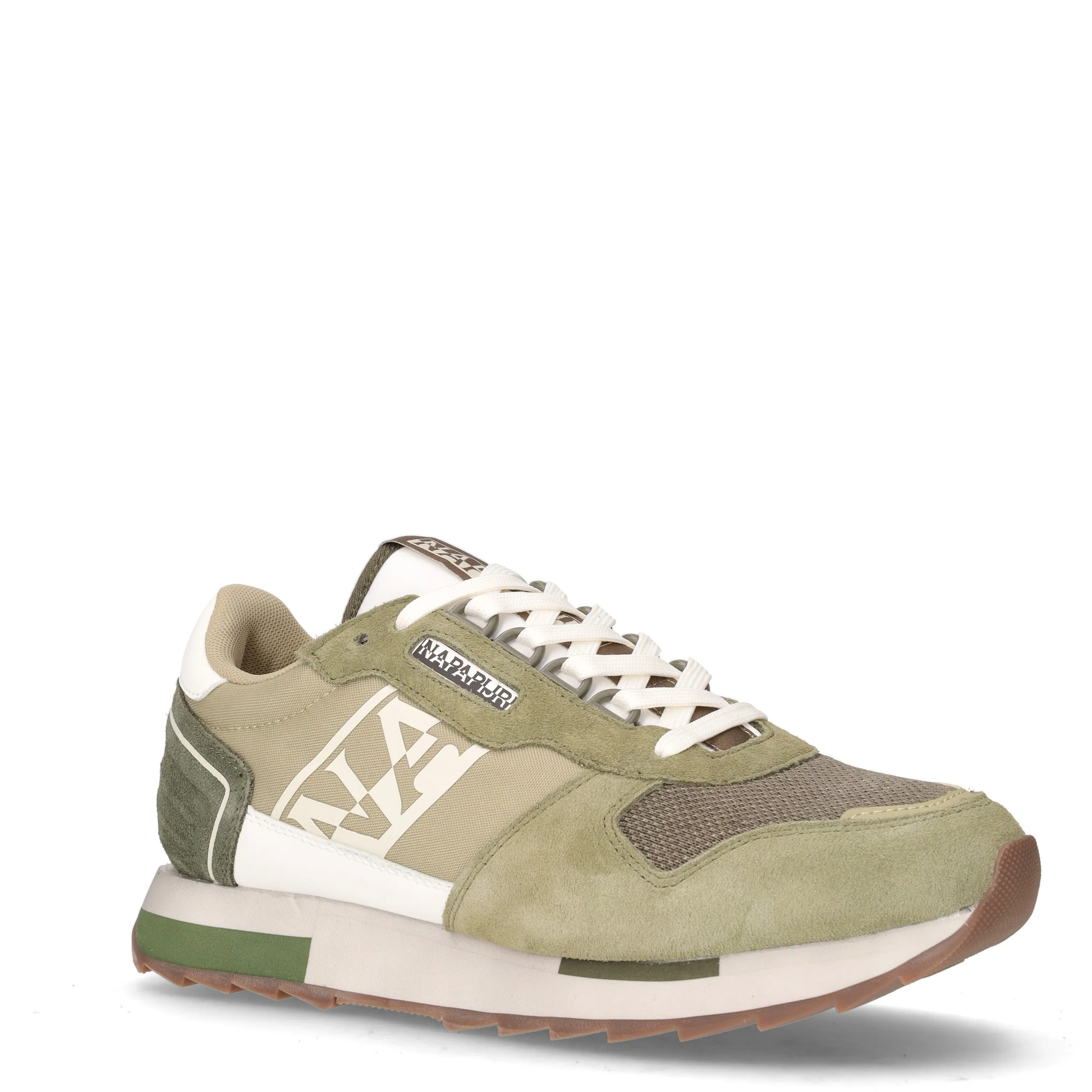 Sneaker in pelle e tessuto verde oliva - Image 2
