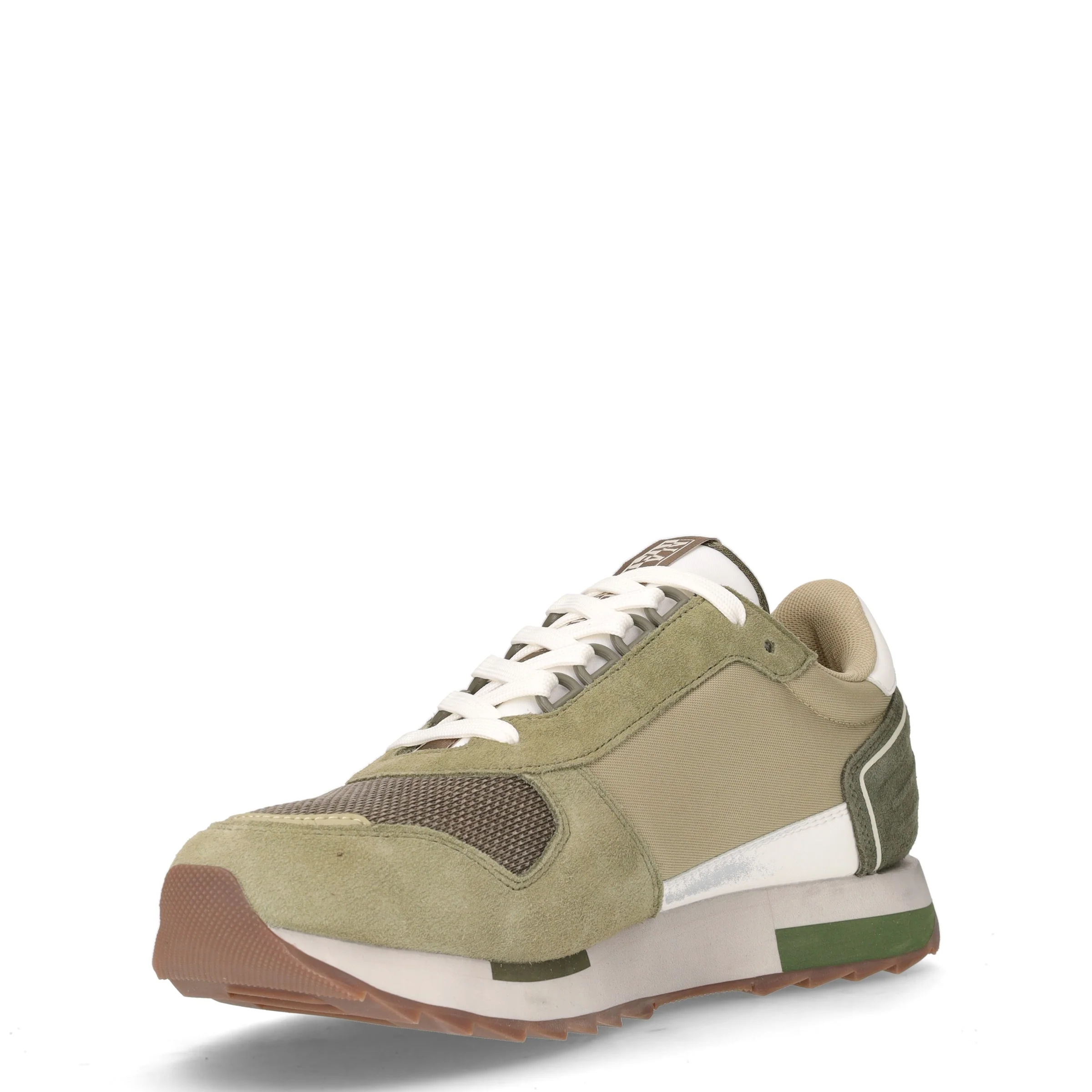 Sneaker in pelle e tessuto verde oliva - Image 3