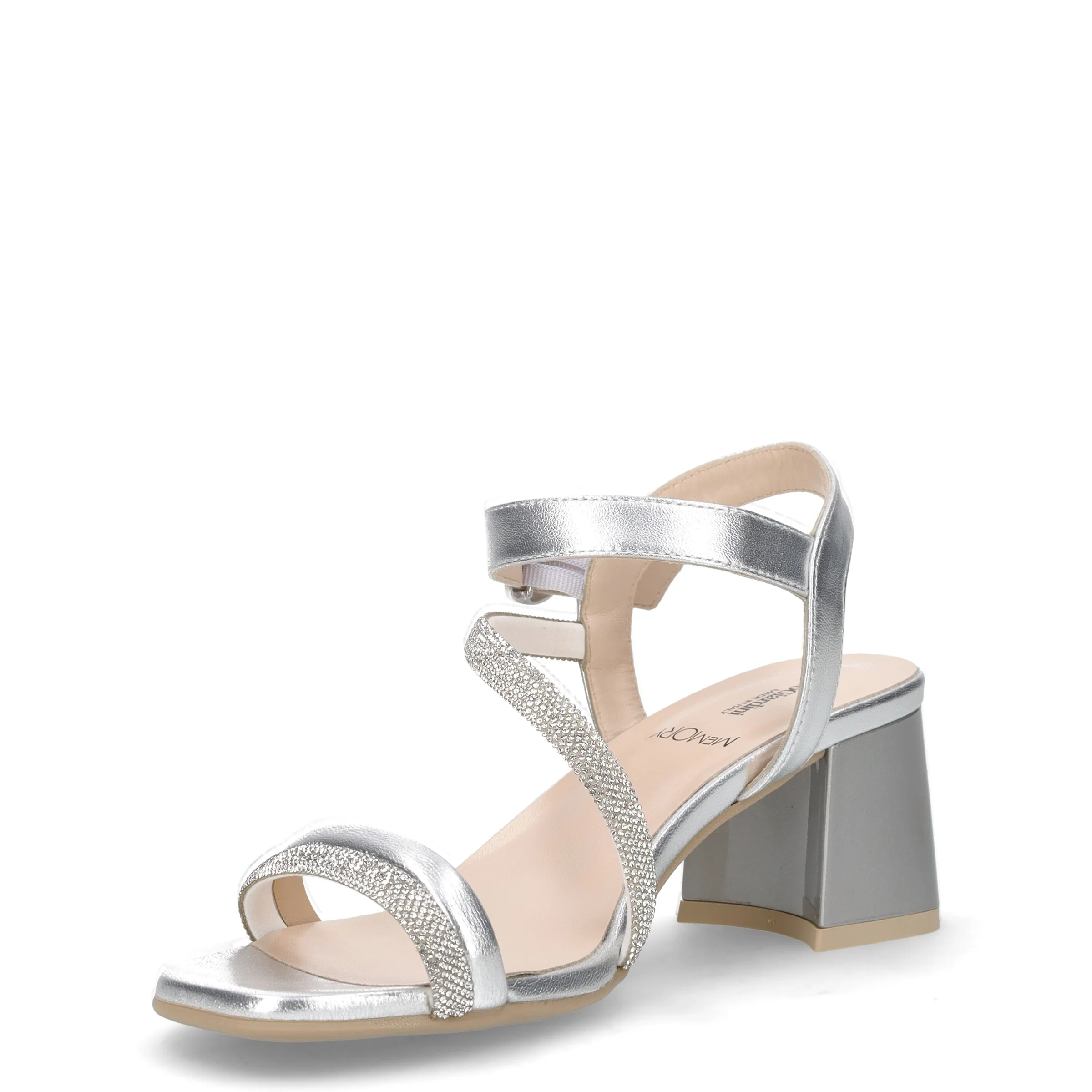 Sandalo in pelle con tacco argento - Image 3