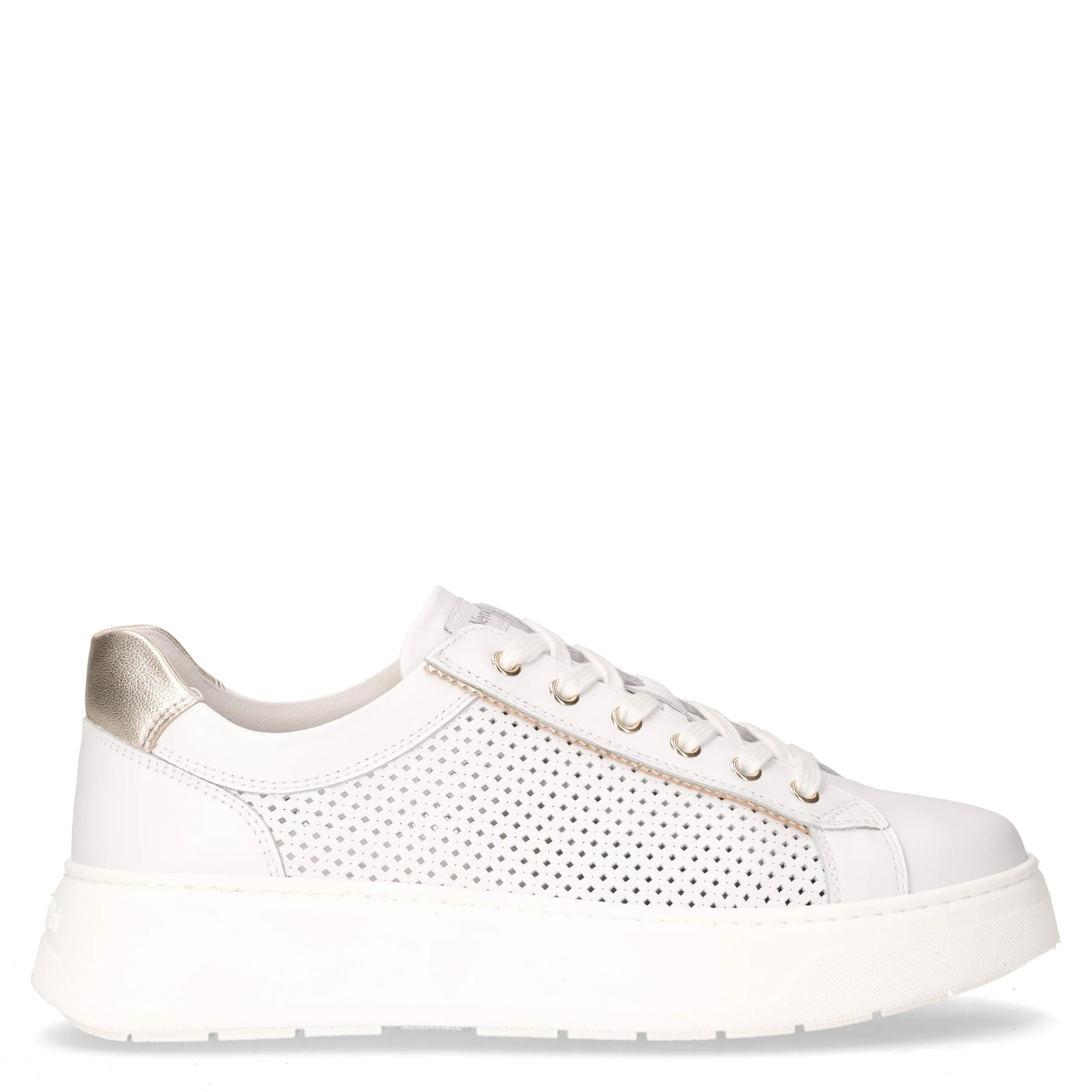 Sneaker in pelle bianco oro