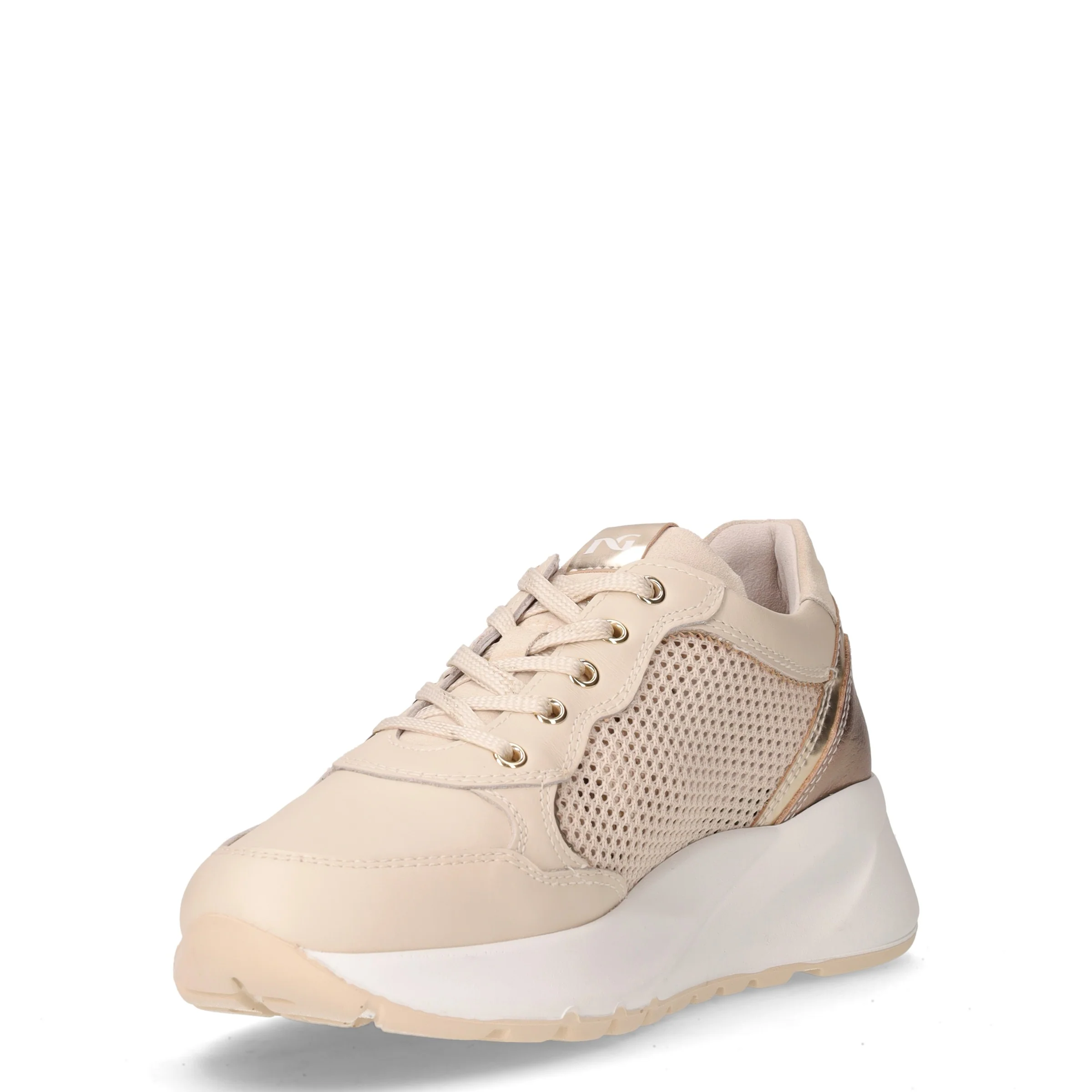Sneaker in pelle e tessuto latte - Image 3