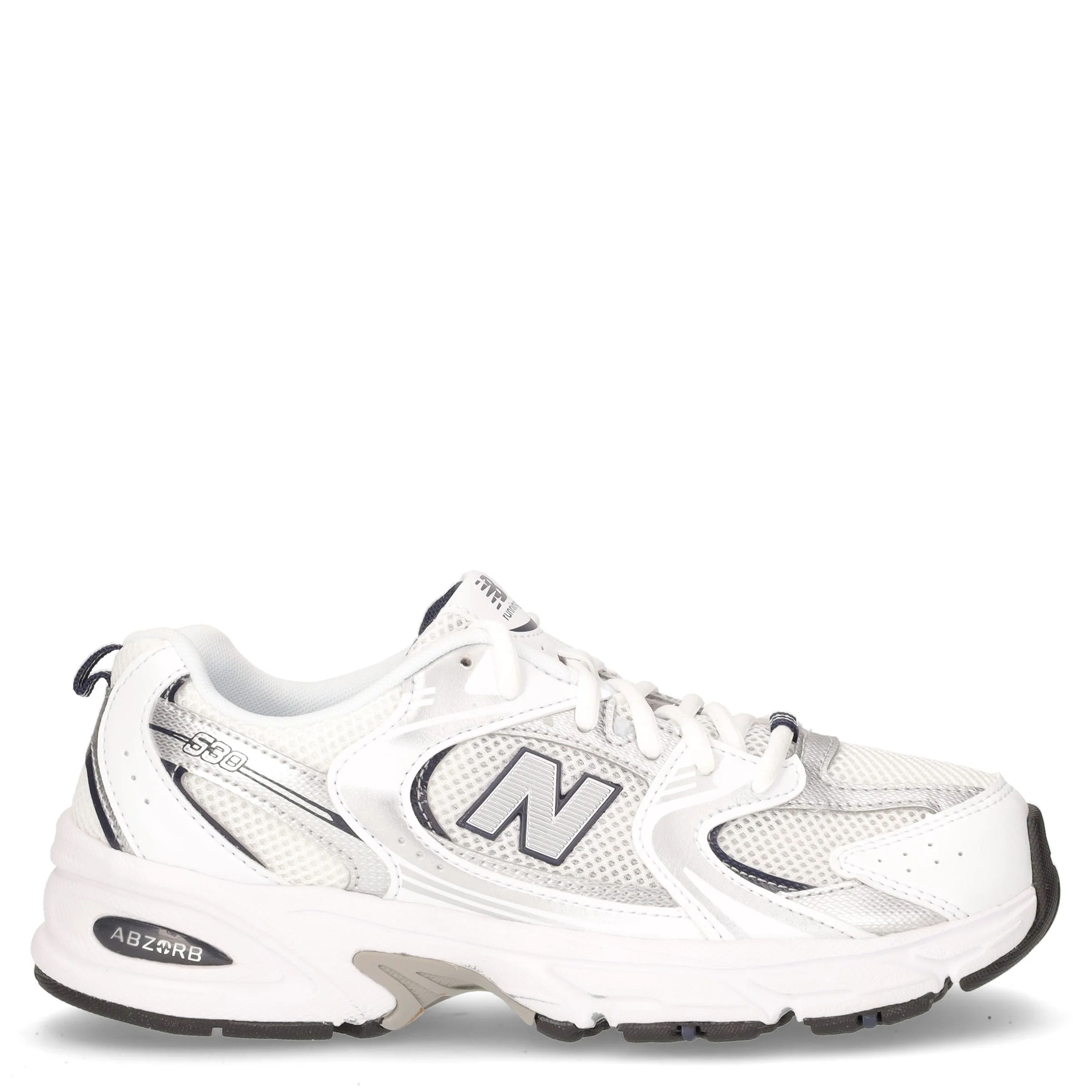 530 sneaker ragazza in ecopelle e tessuto bianco argento