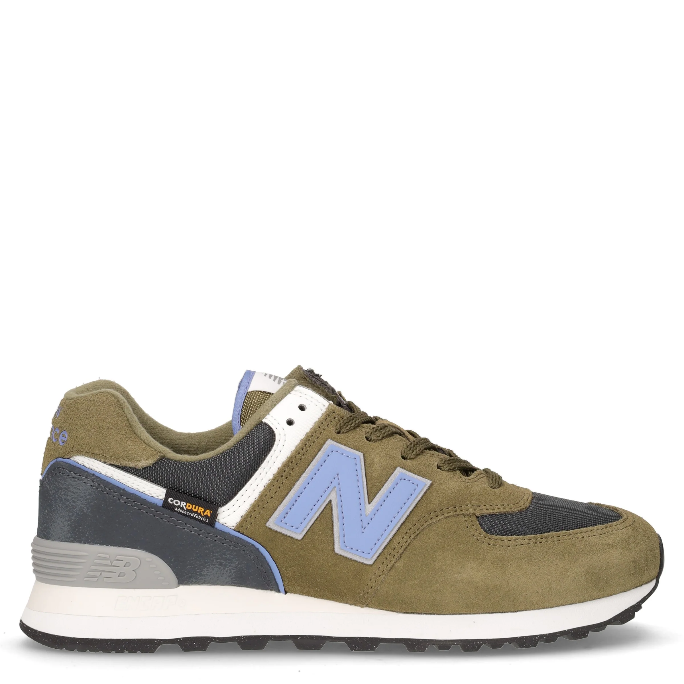 574 sneaker in pelle e tessuto oliva