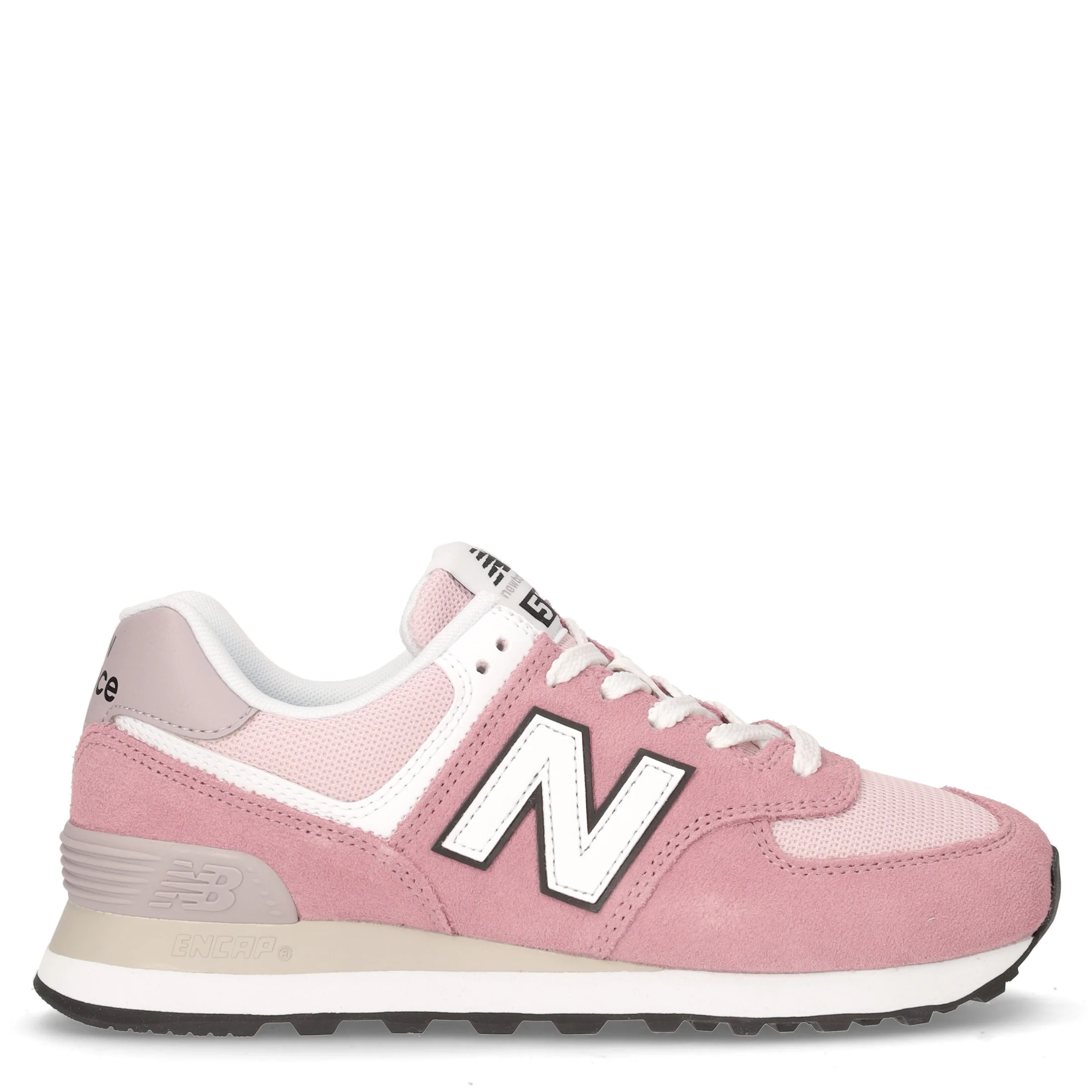 574 sneaker in pelle e tessuto rosa naturale