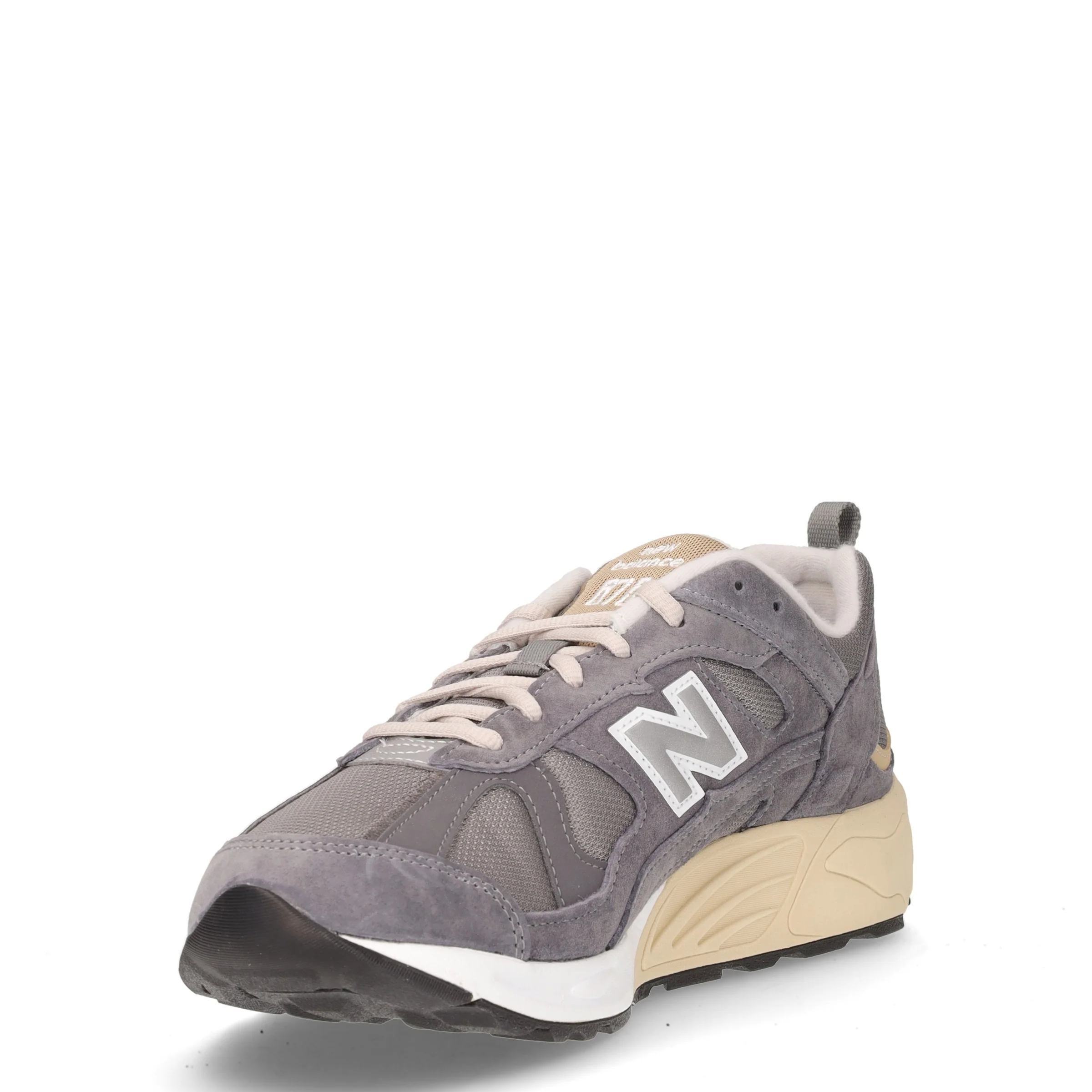 878 sneaker in pelle e tessuto grigio - Image 3