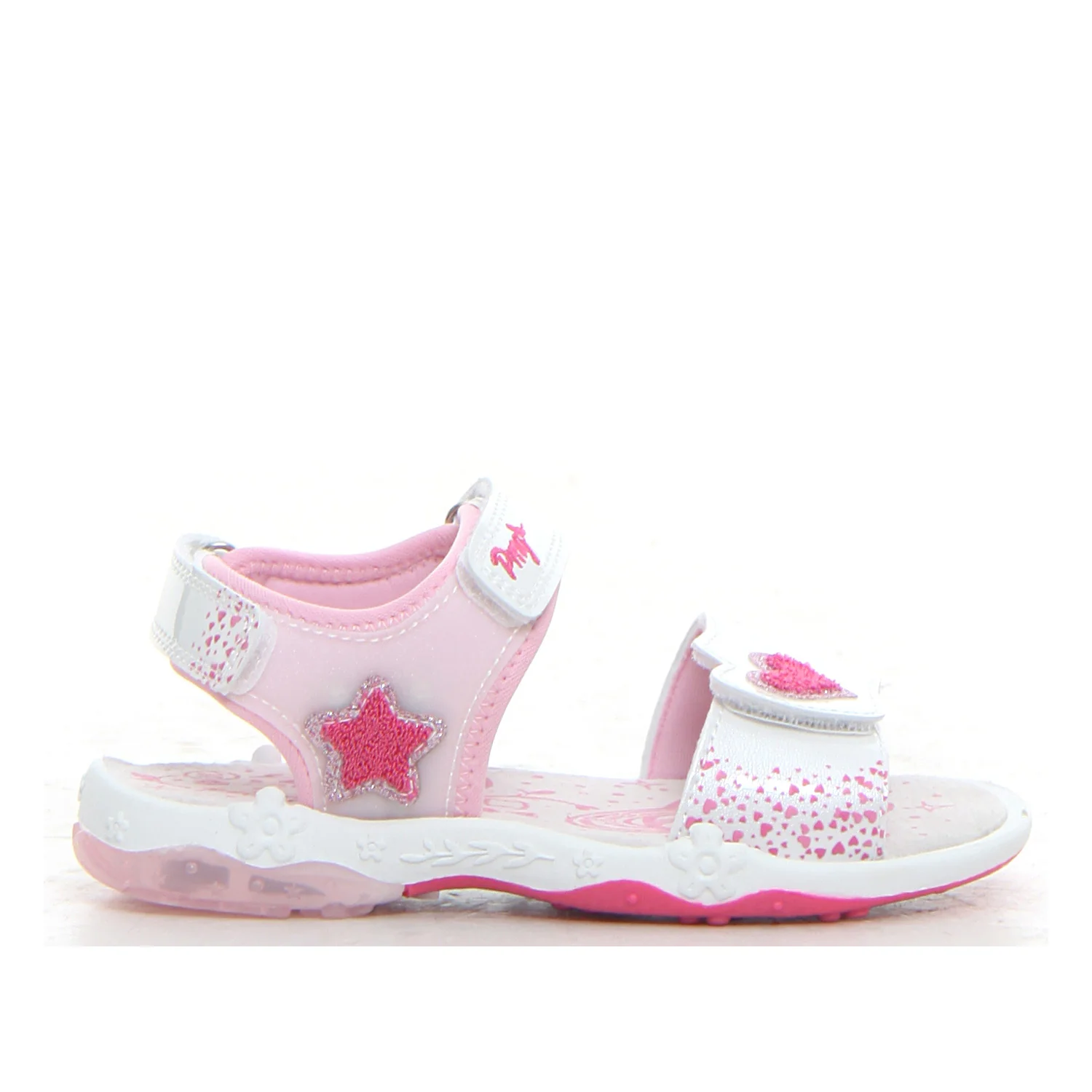 Sandalo con luci bambina bianco rosa
