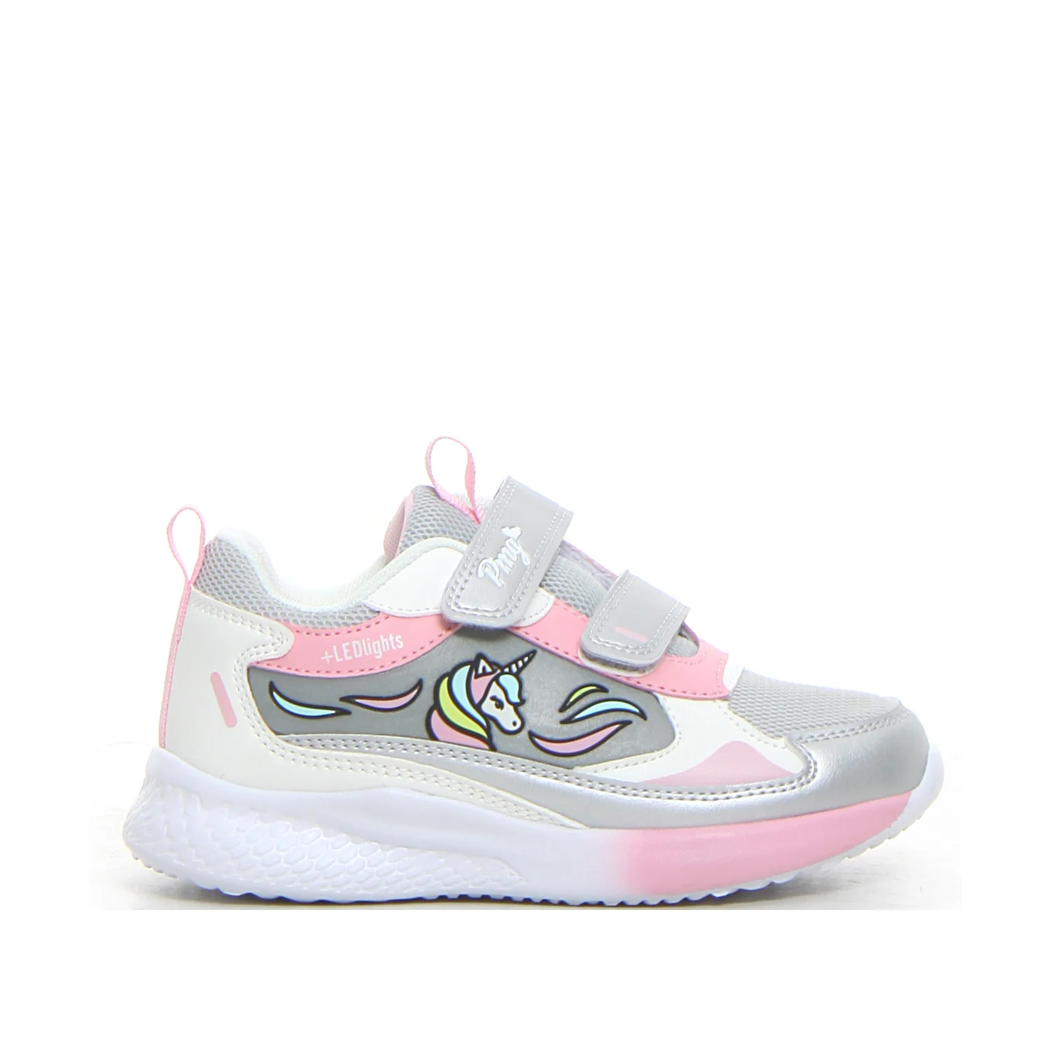 Sneaker da bambina con luci bianco argento