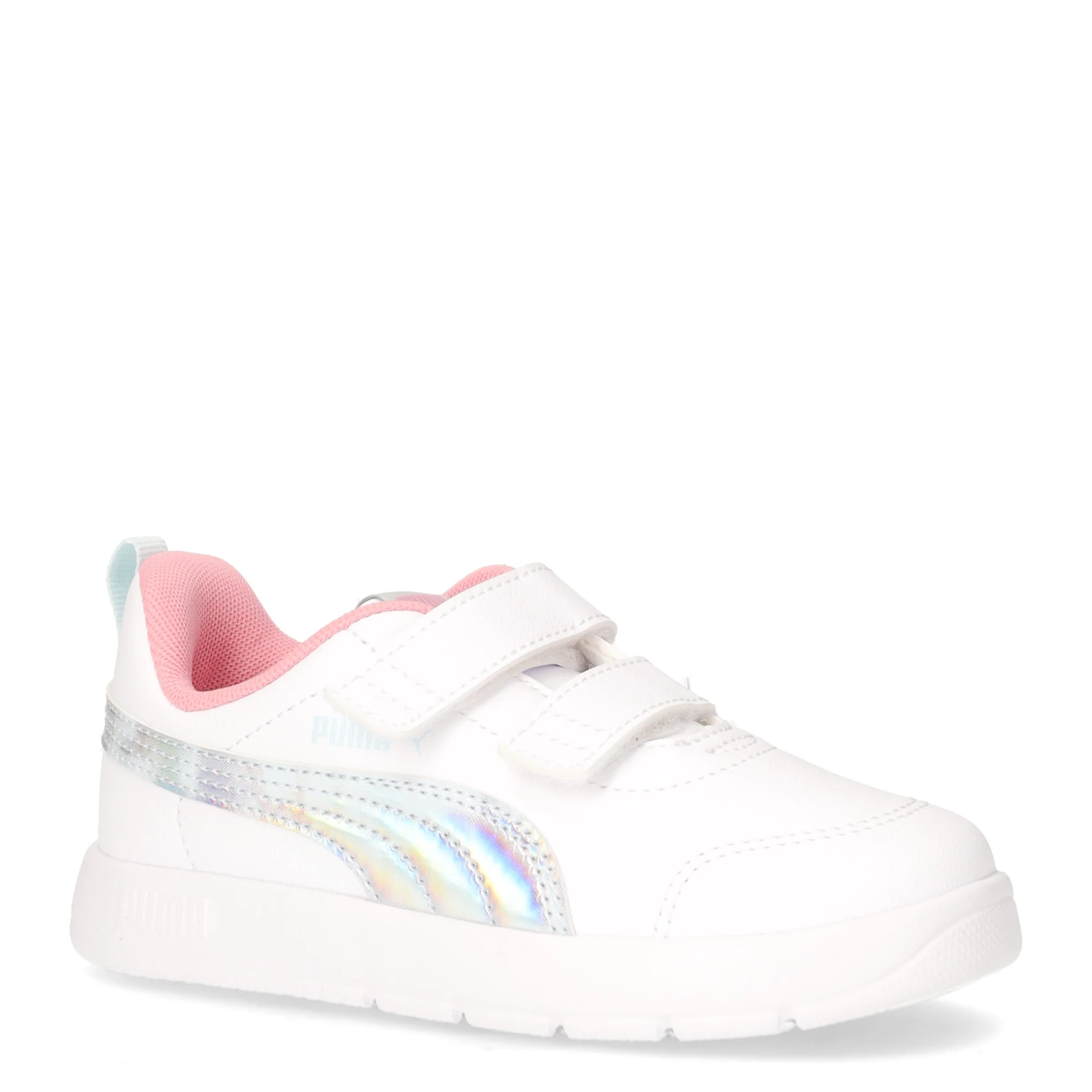Courtflex v3 sneaker in ecopelle bambina bianco rosa argento - Image 2
