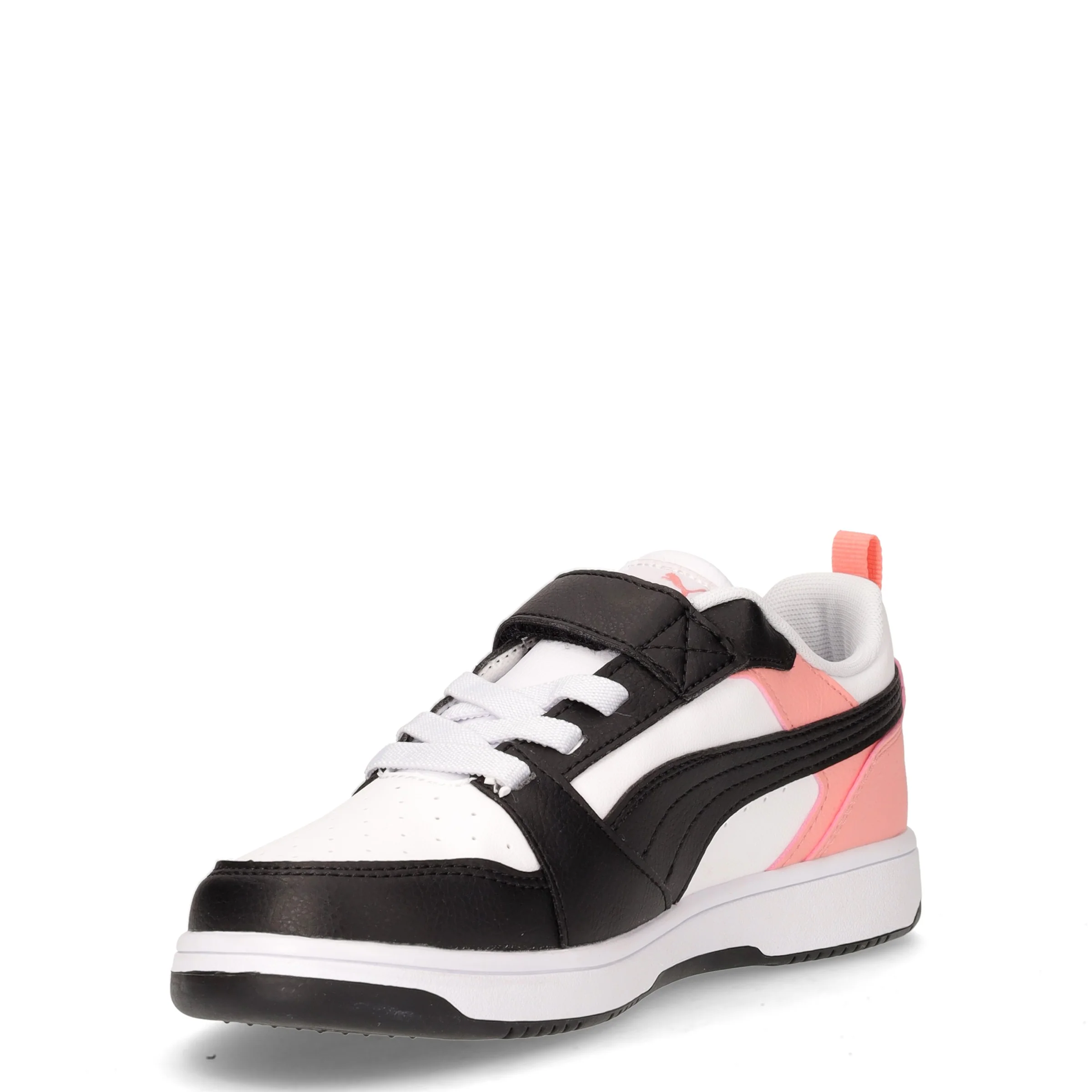 Rebound v6 Low sneaker bambina in ecopelle bianco nero rosa - Image 3