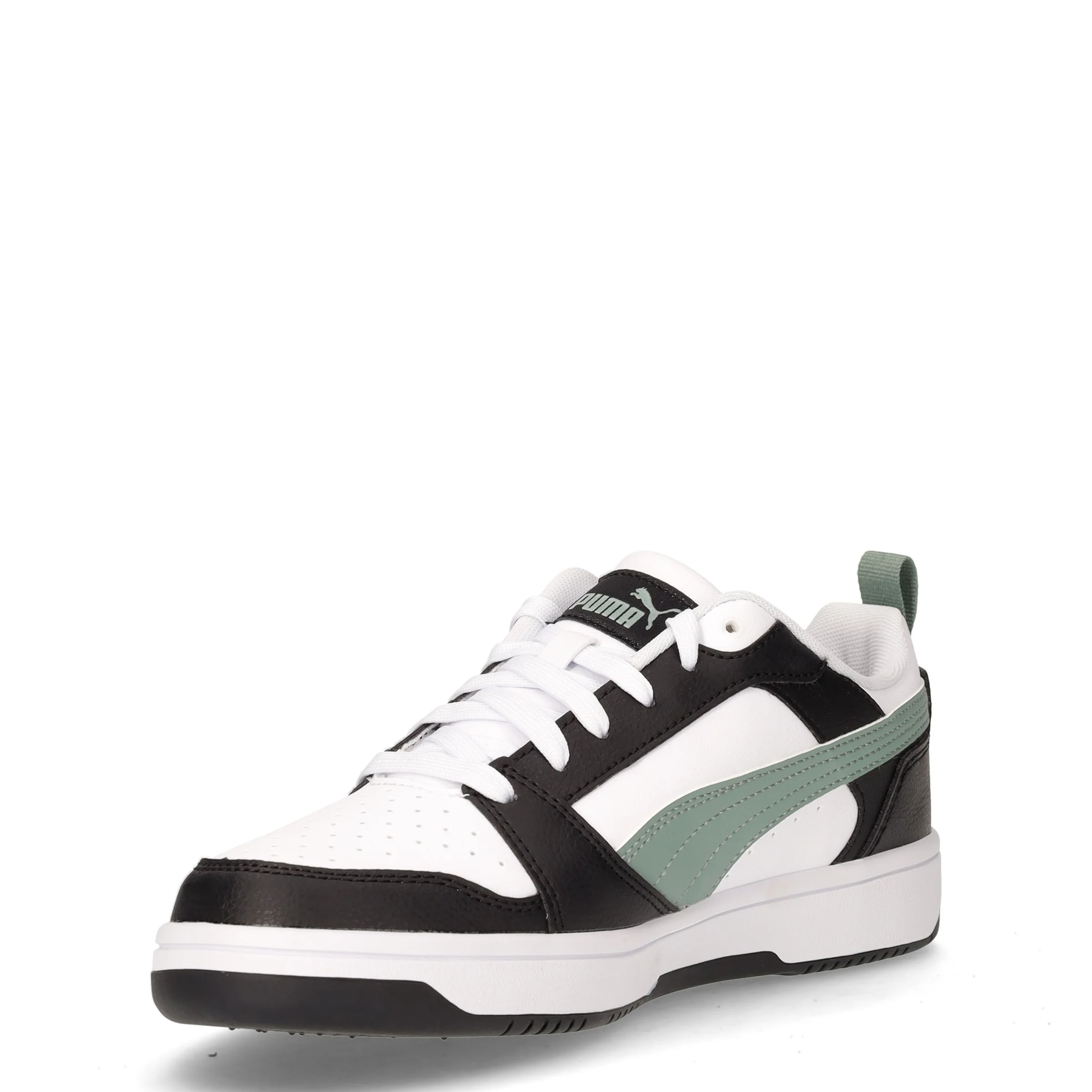 Rebound v6 Low sneaker bambino in ecopelle bianco nero verde - Image 3