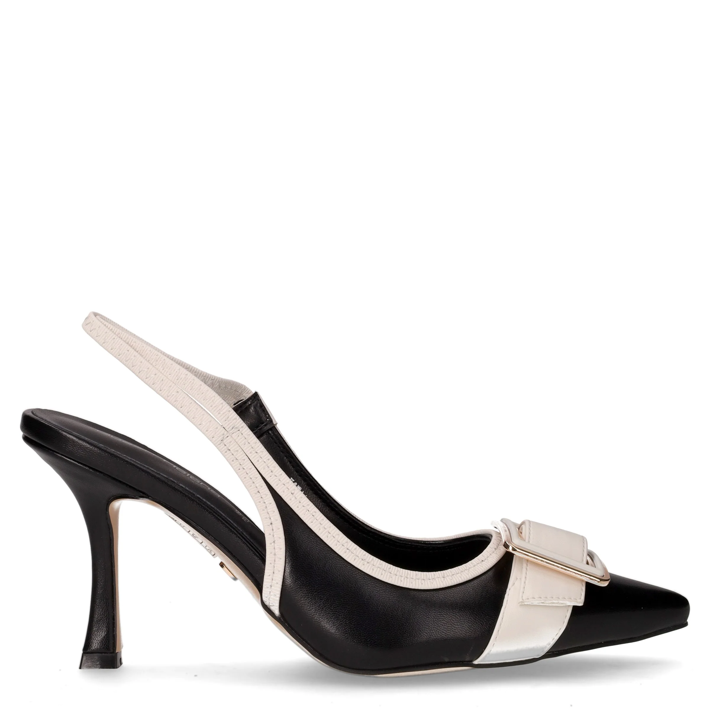 Slingback con tacco in ecopelle nero