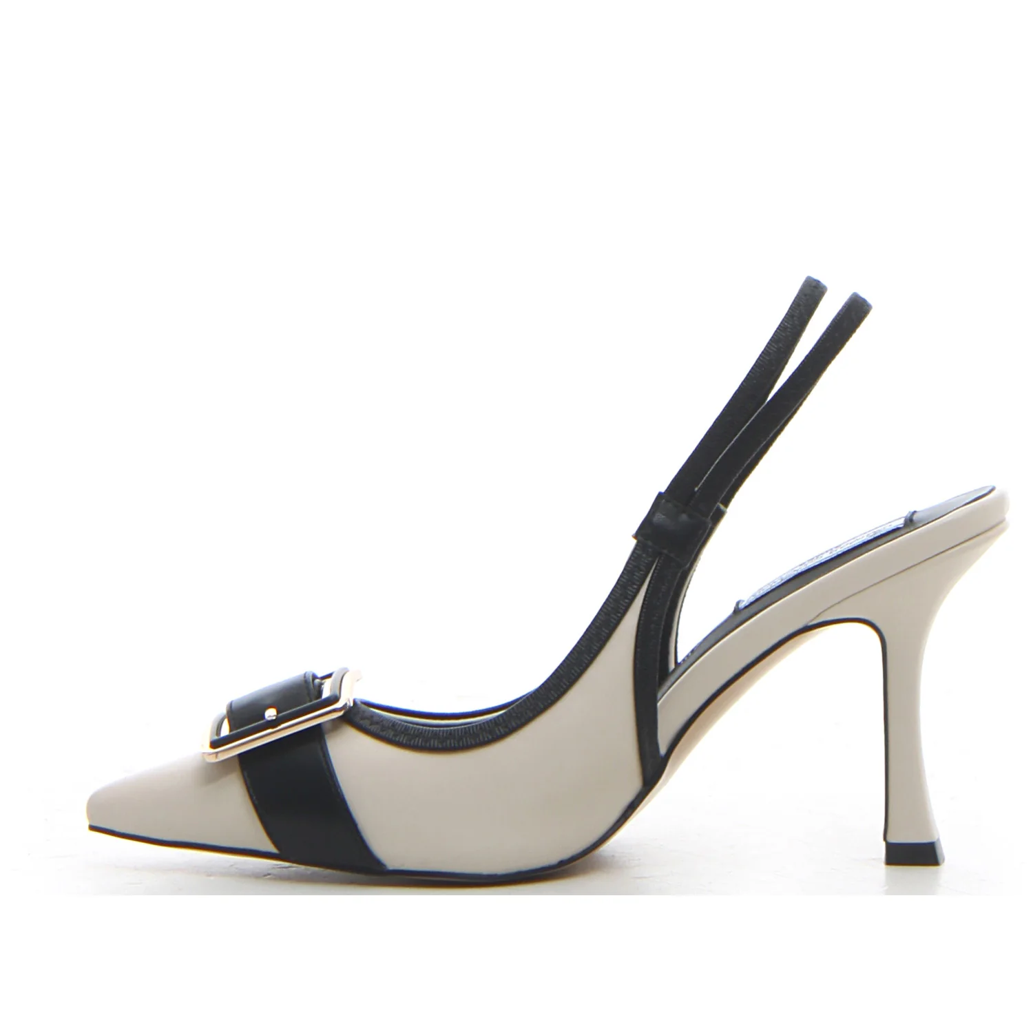 Slingback in ecopelle con tacco beige - Image 2