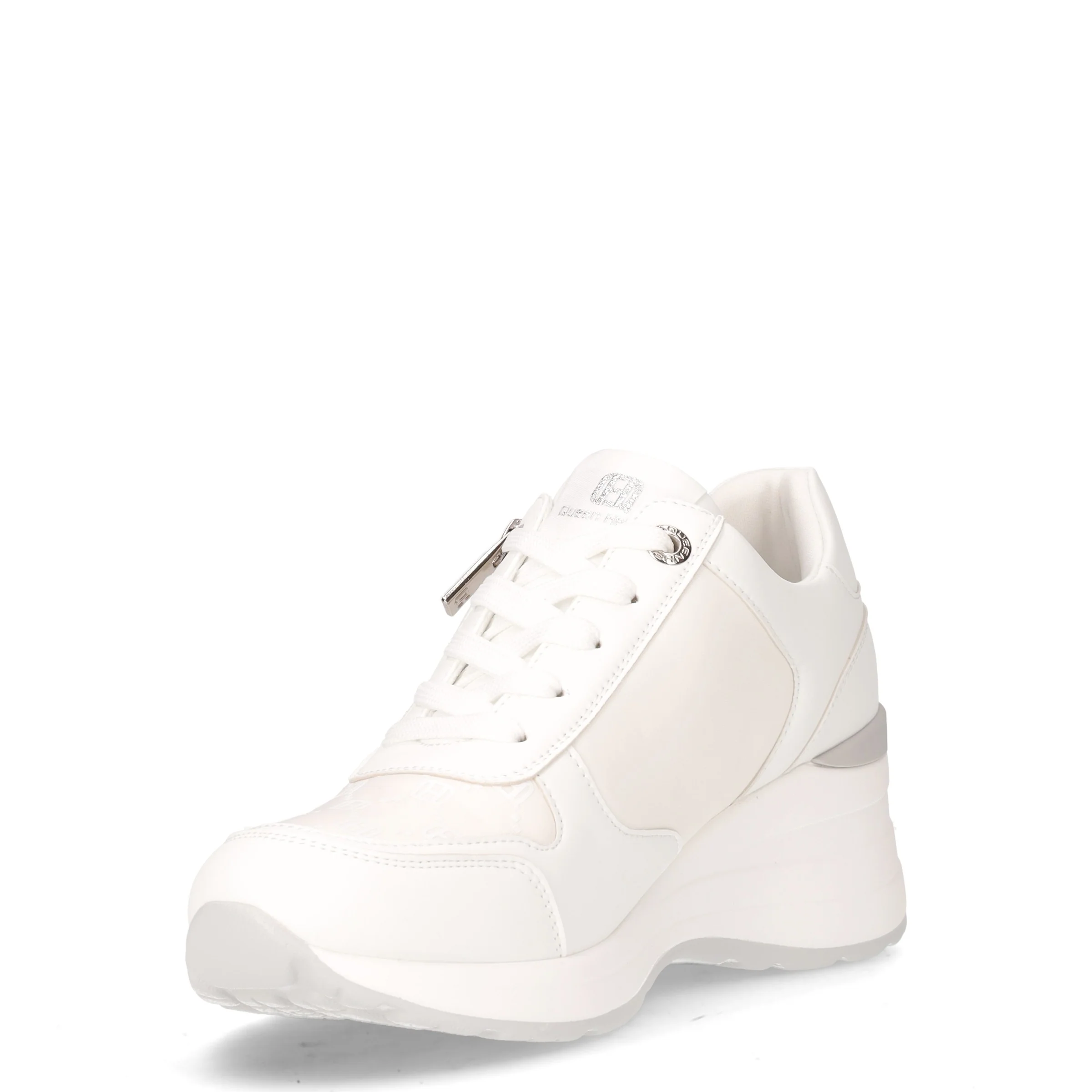 Sneaker in tessuto ed ecopelle con zeppa bianco - Image 3