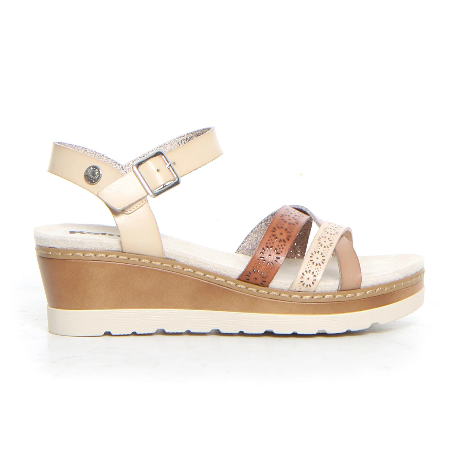 Sandalo con zeppa beige