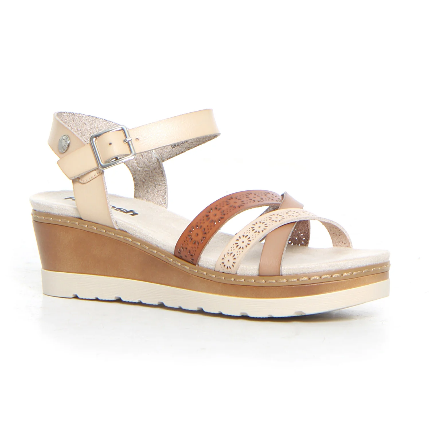Sandalo con zeppa beige - Image 2
