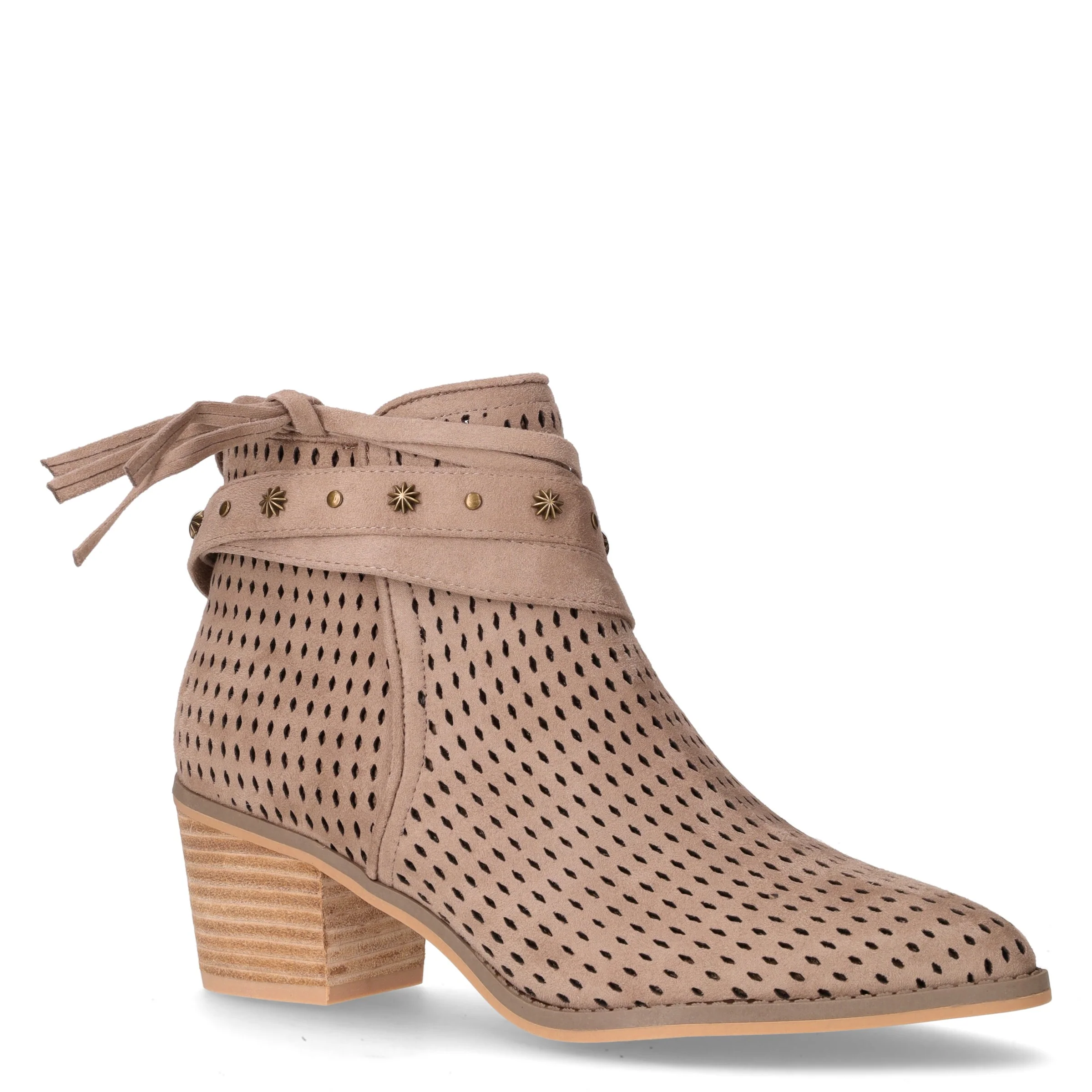 Tronchetto tessuto con zip taupe - Image 2