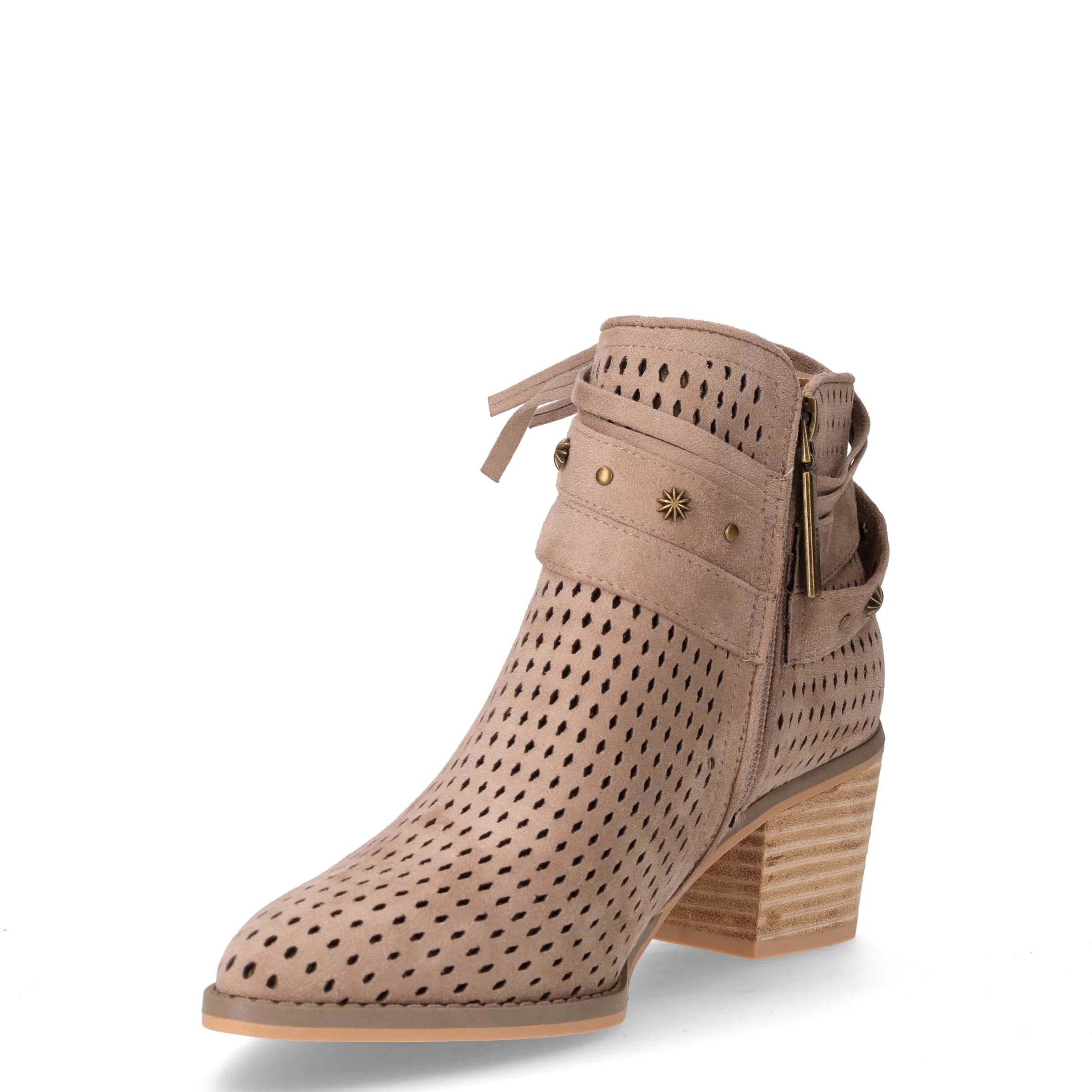 Tronchetto tessuto con zip taupe - Image 3