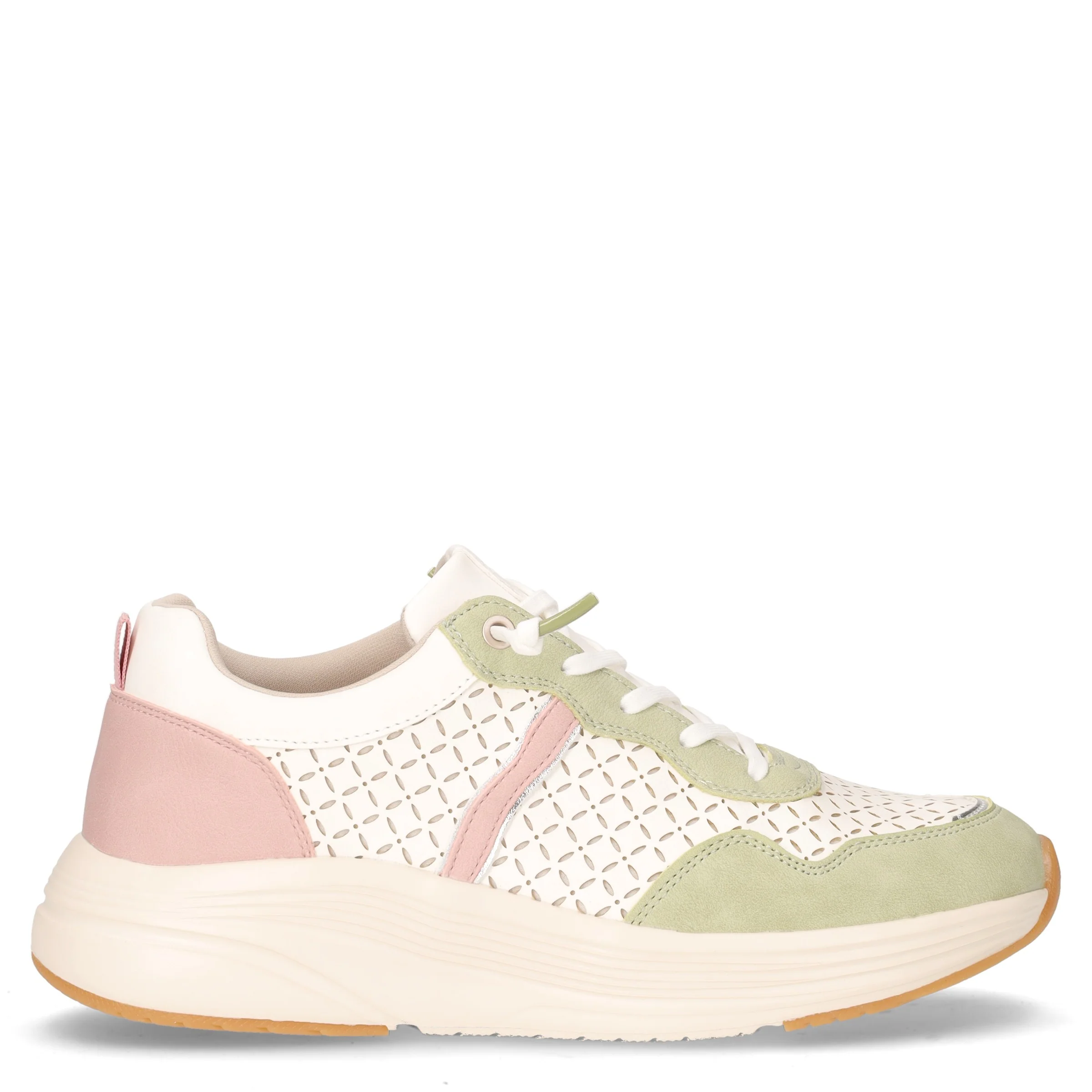Sneaker in ecopelle bianco rosa verde