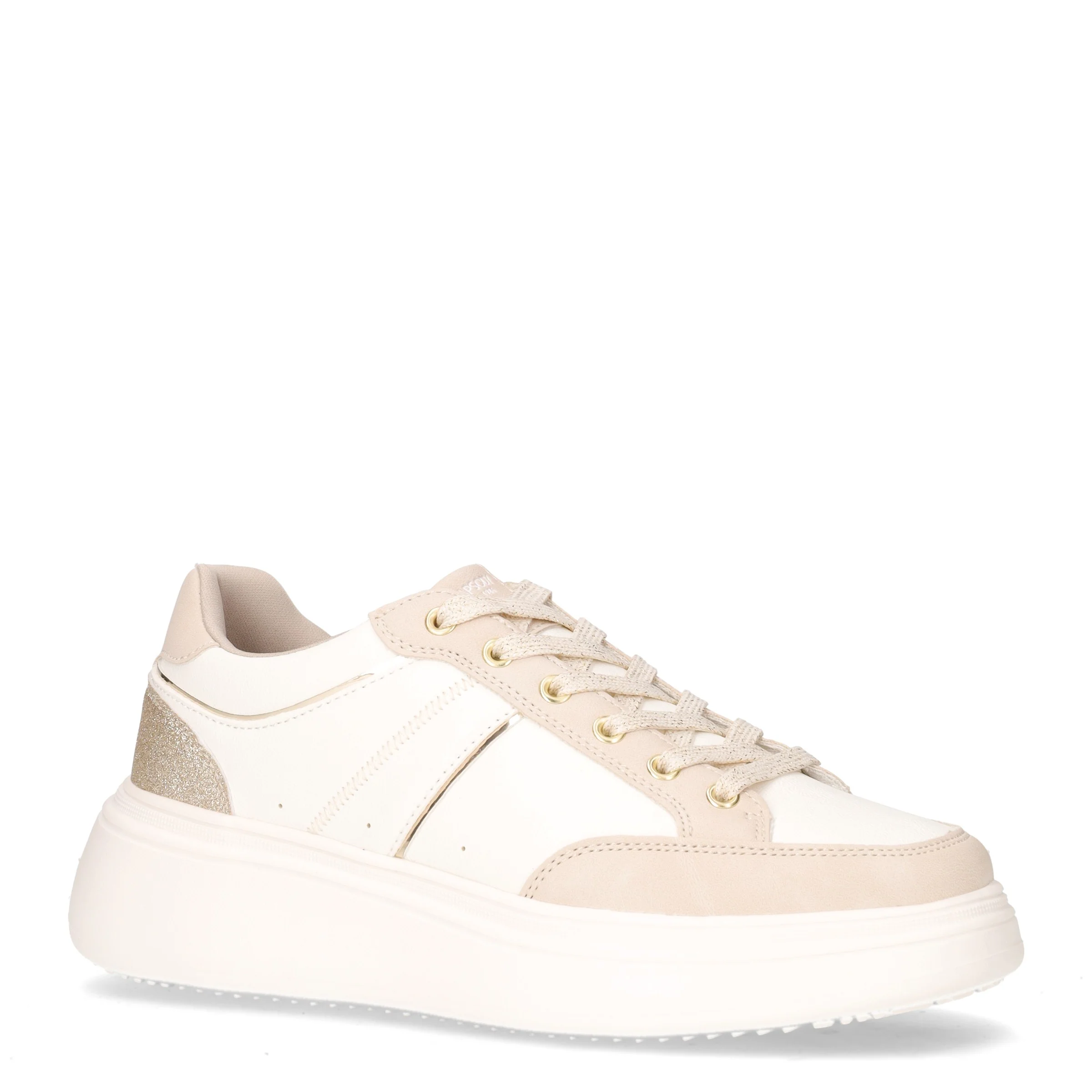 Sneaker in ecopelle con zeppa bianco beige - Image 2
