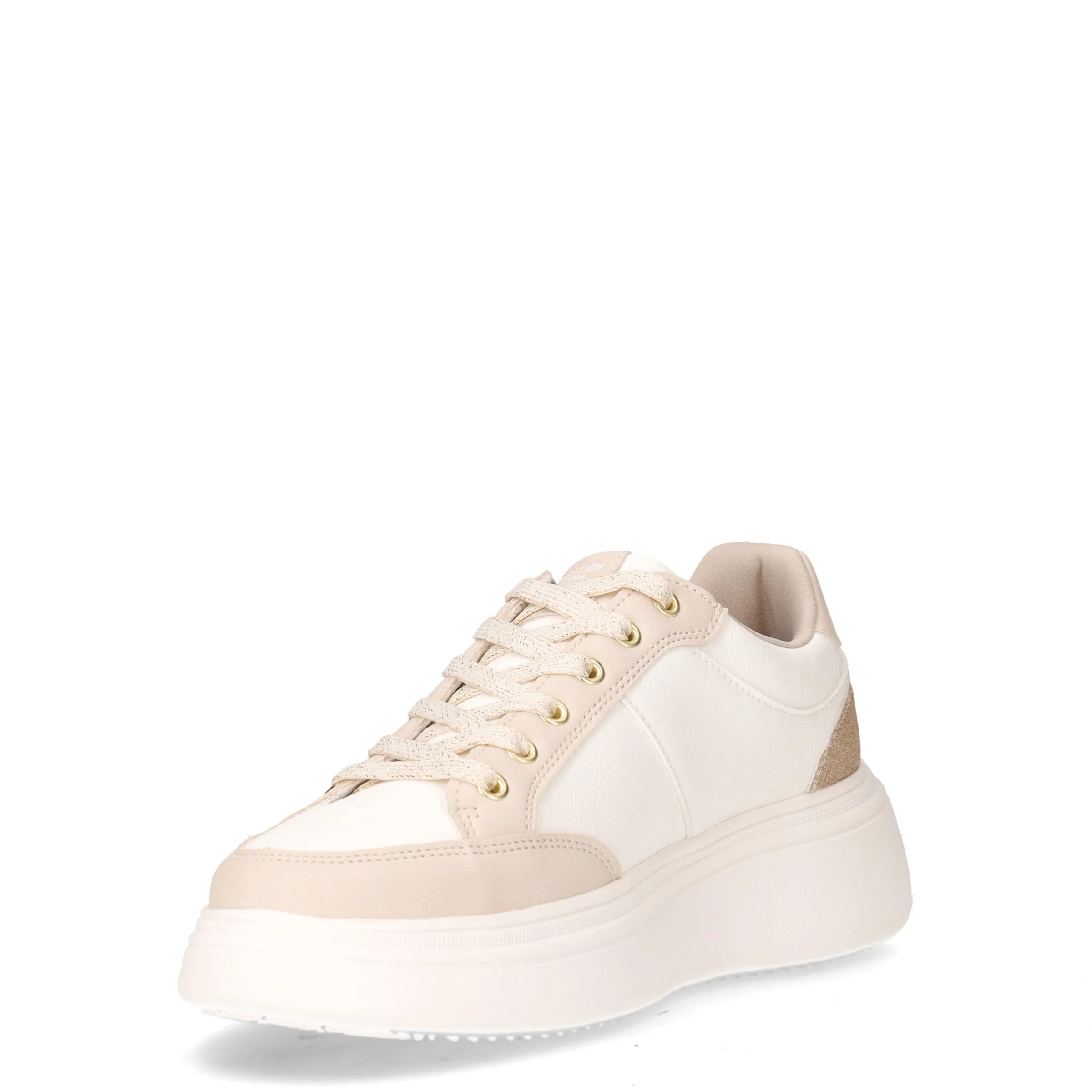 Sneaker in ecopelle con zeppa bianco beige - Image 3