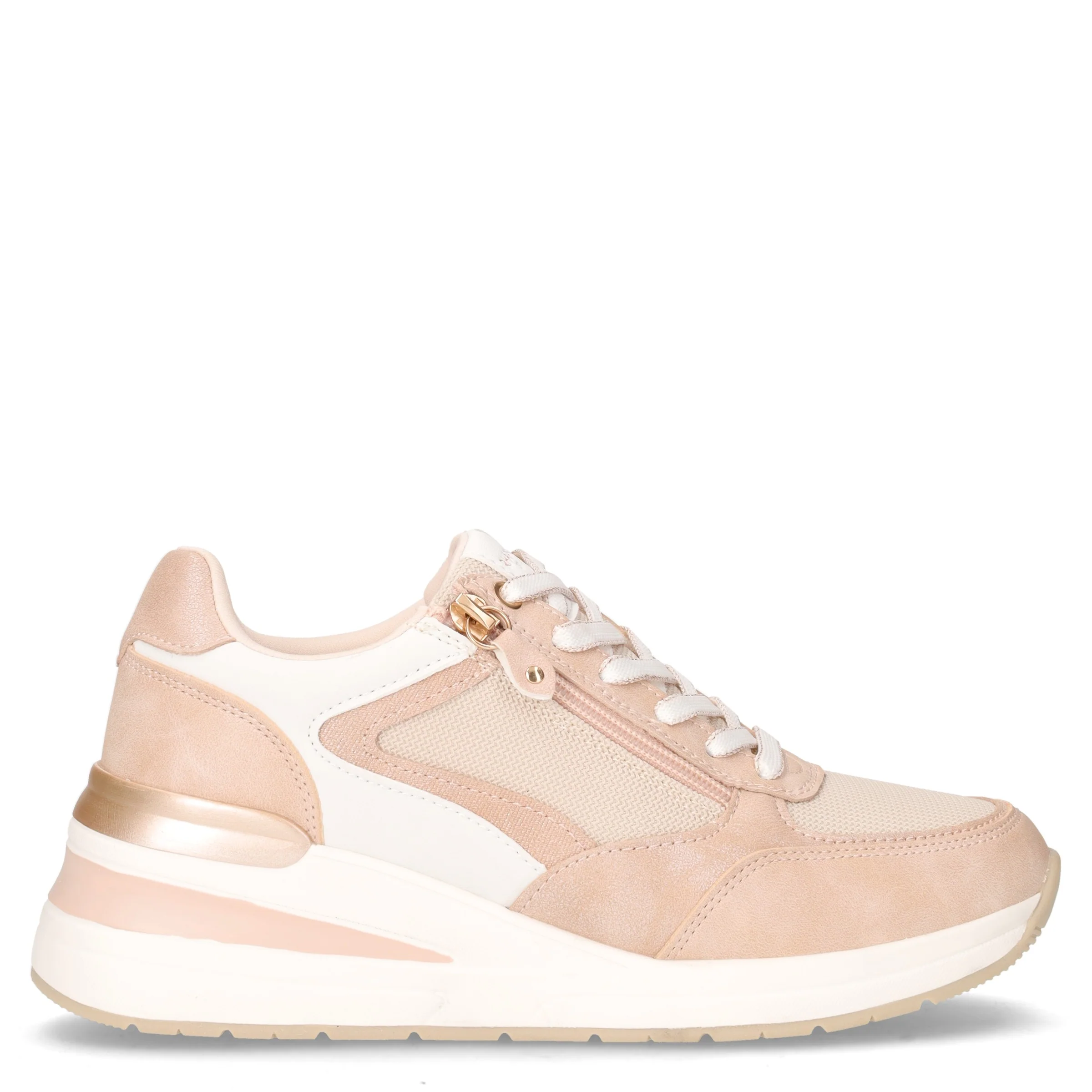 Sneaker in ecopelle con zeppa nude