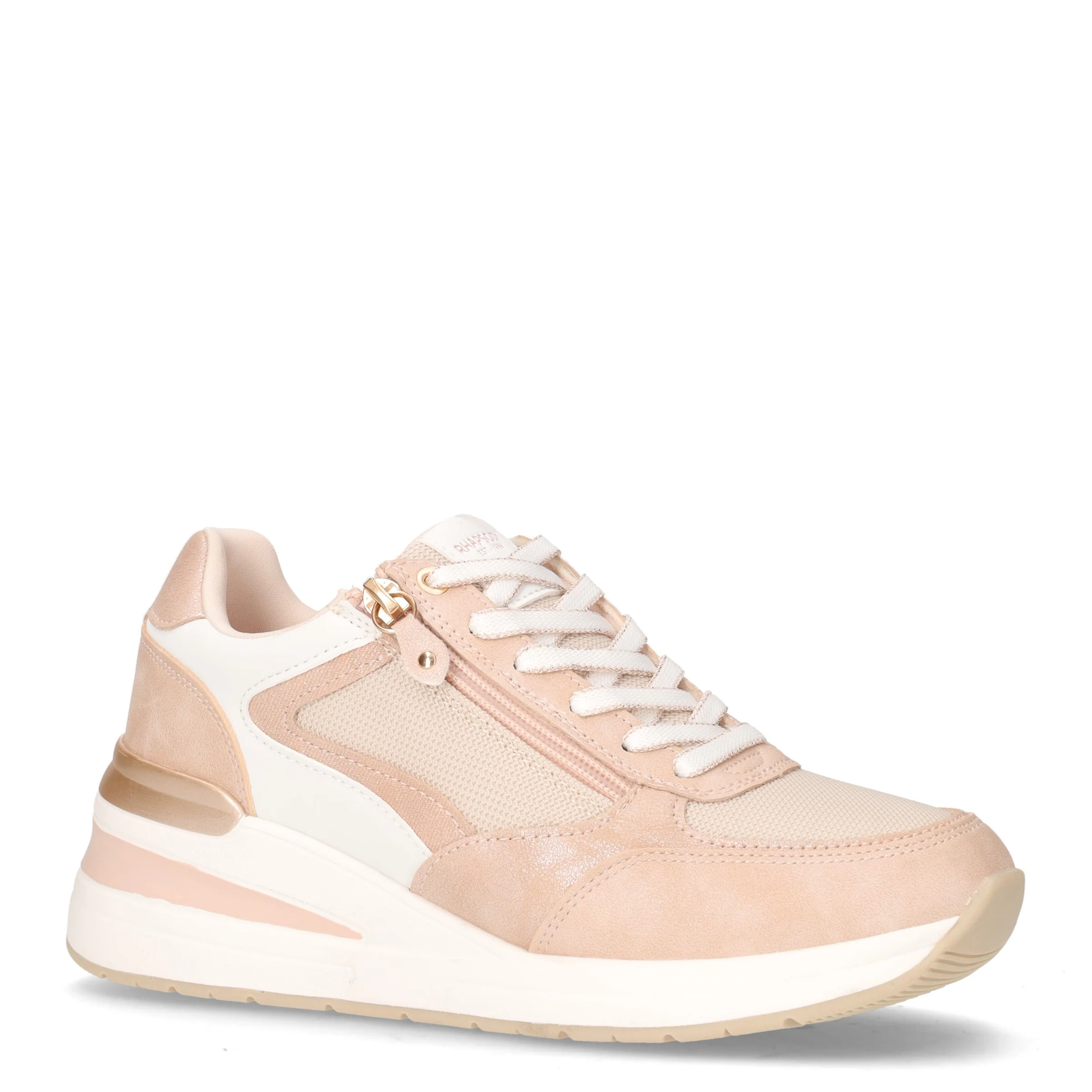 Sneaker in ecopelle con zeppa nude - Image 2