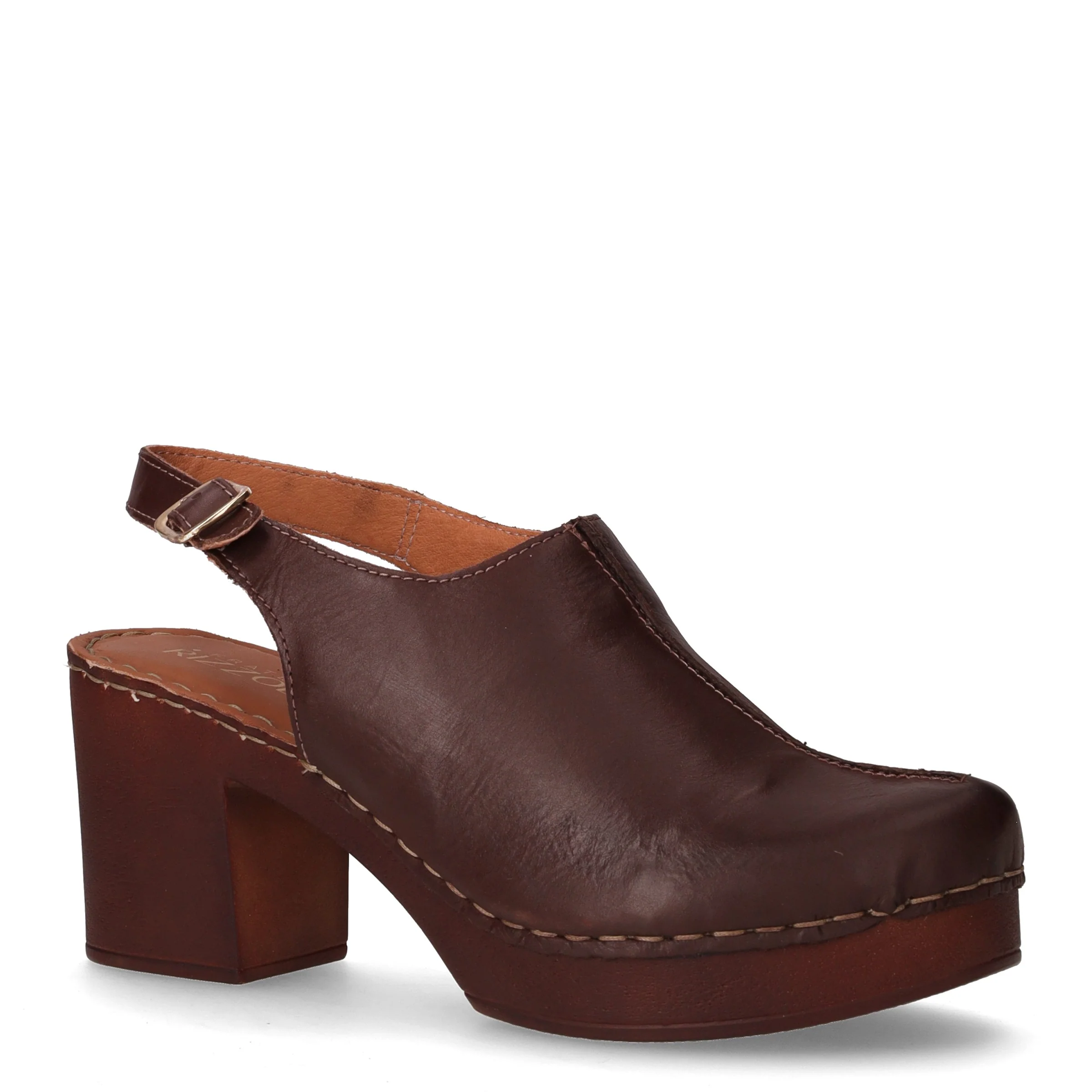 Zoccolo slingback in pelle con tacco ebano - Image 2