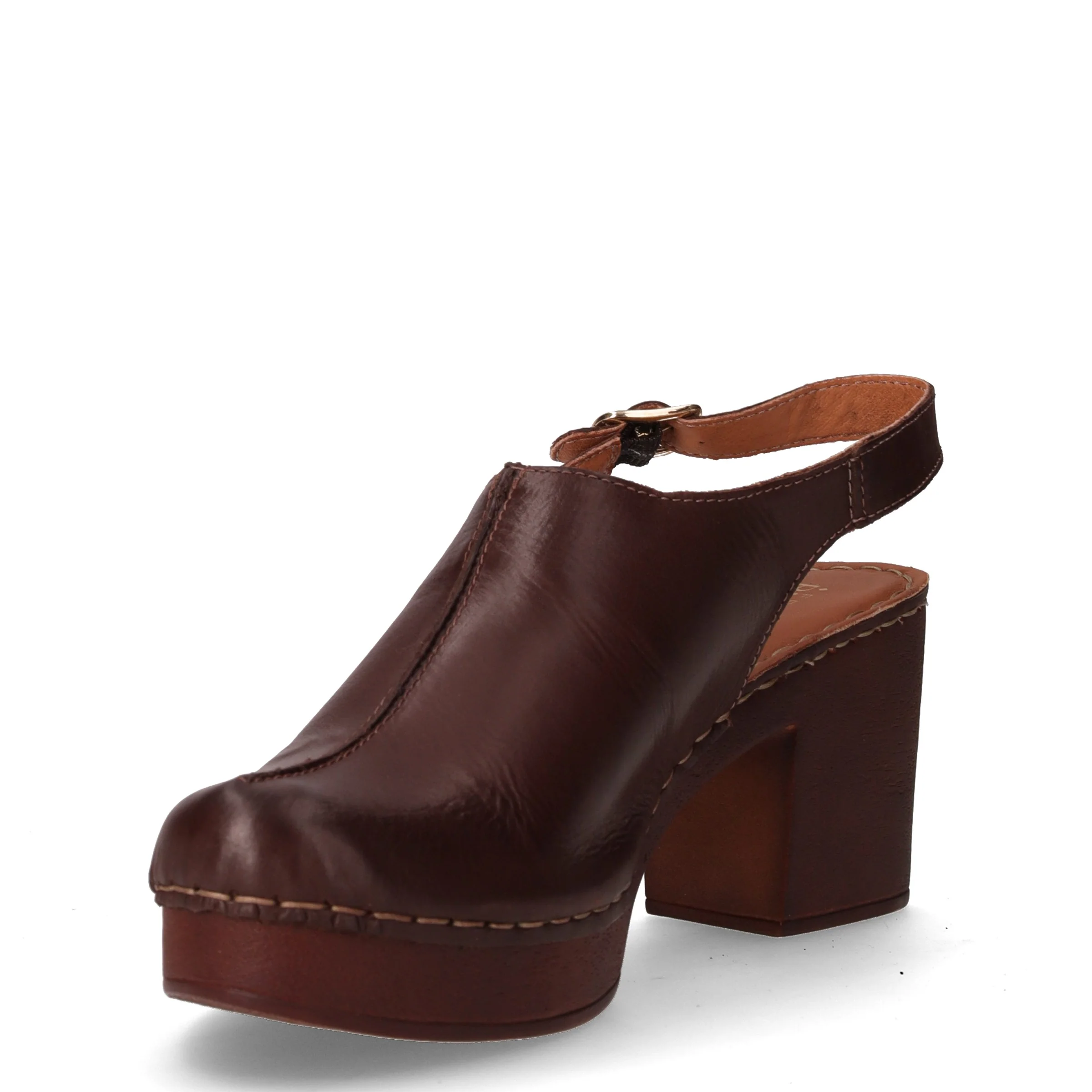Zoccolo slingback in pelle con tacco ebano - Image 3