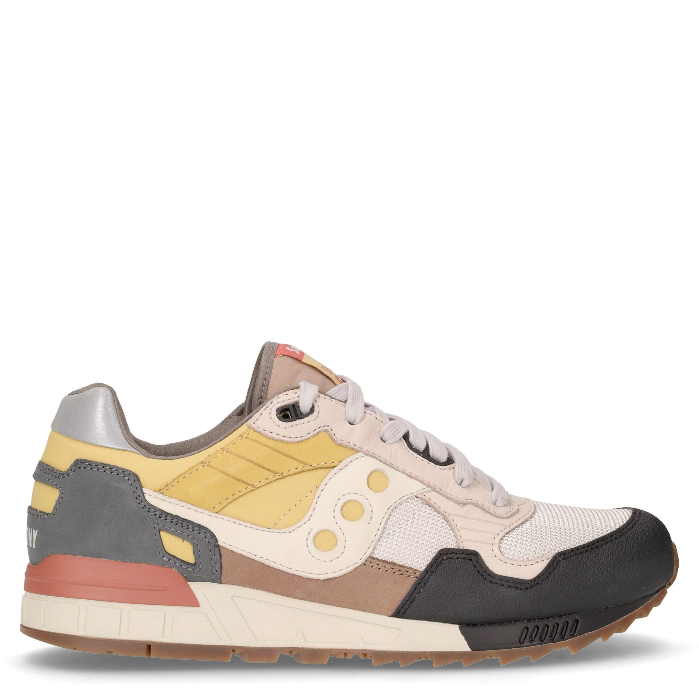 Shadow 5000 sneaker in pelle e tessuto taupe grigio giallo