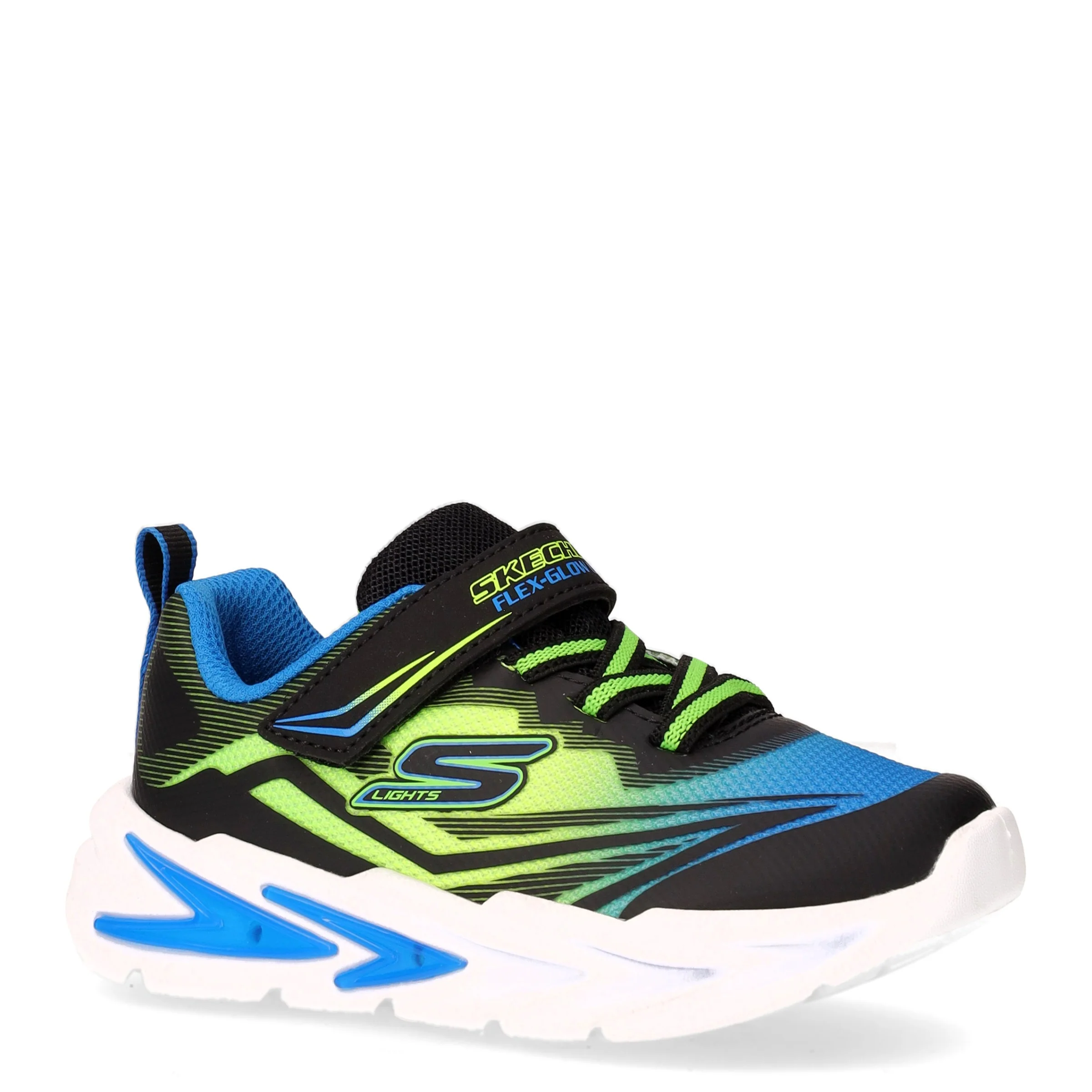S Lights Flex Glow Ultra sneaker in tessuto con luci bambino nero blu lime - Image 2