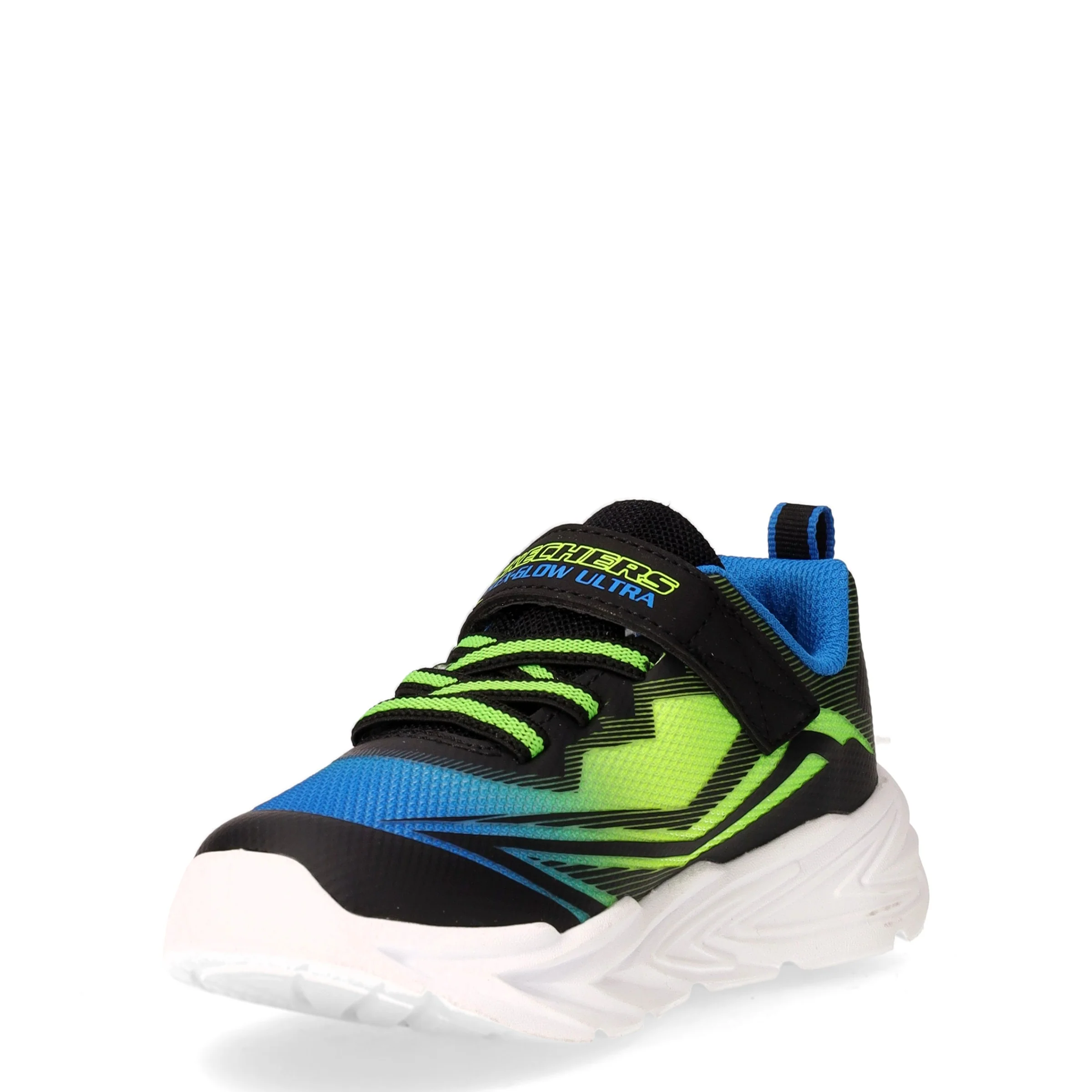 S Lights Flex Glow Ultra sneaker in tessuto con luci bambino nero blu lime - Image 3