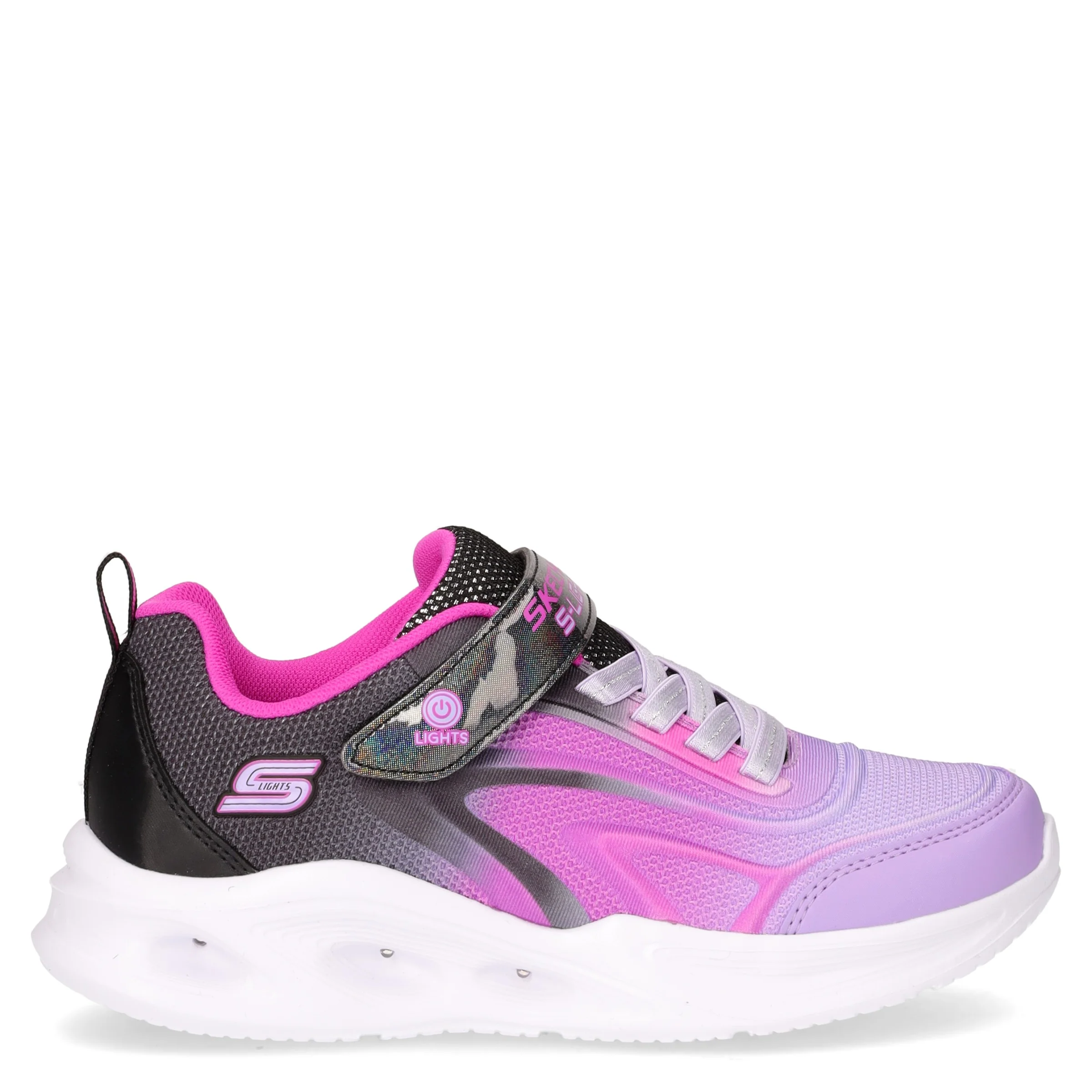 S Lights Sola Glow Color Breeze sneaker in tessuto con luci bambina nero rosa