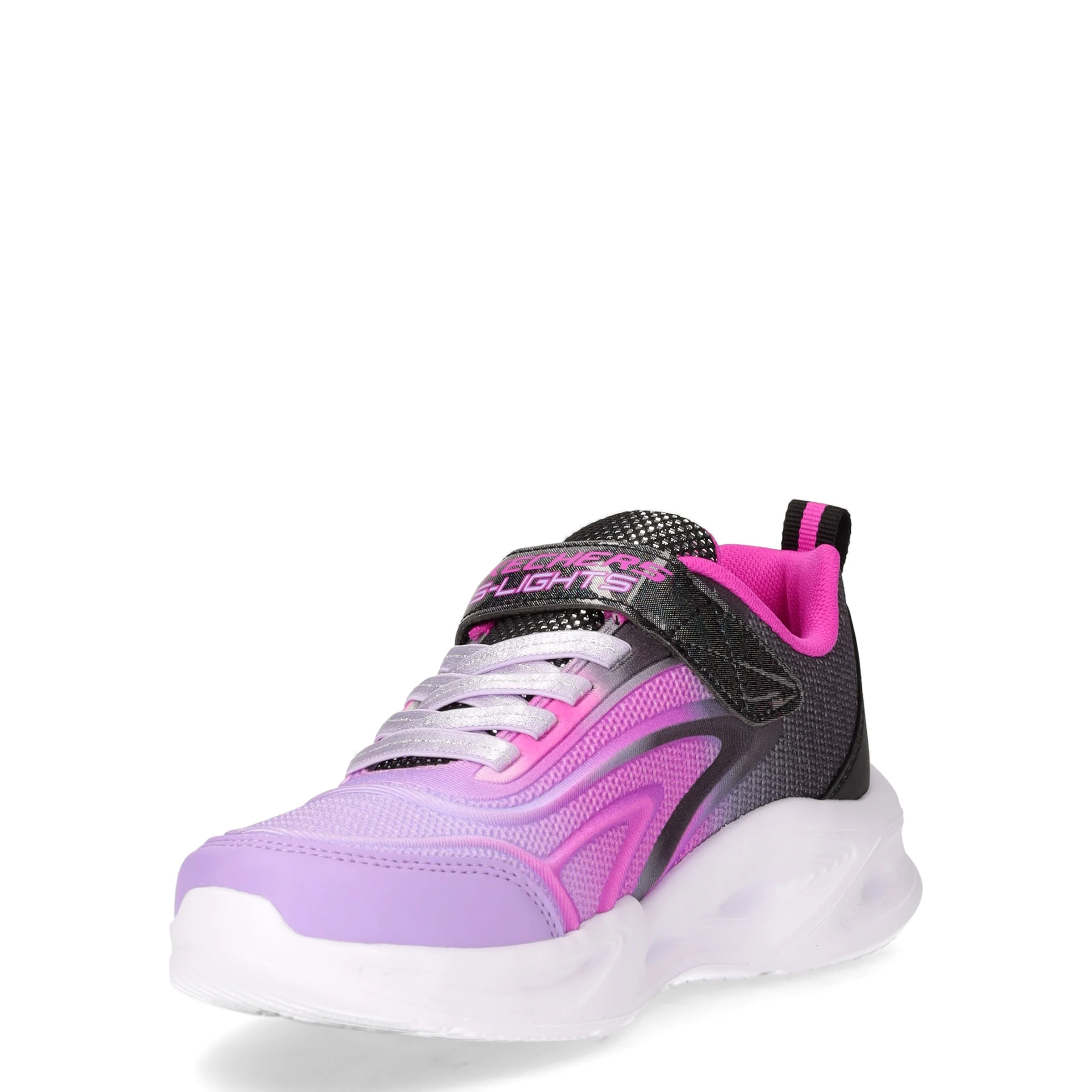S Lights Sola Glow Color Breeze sneaker in tessuto con luci bambina nero rosa - Image 3