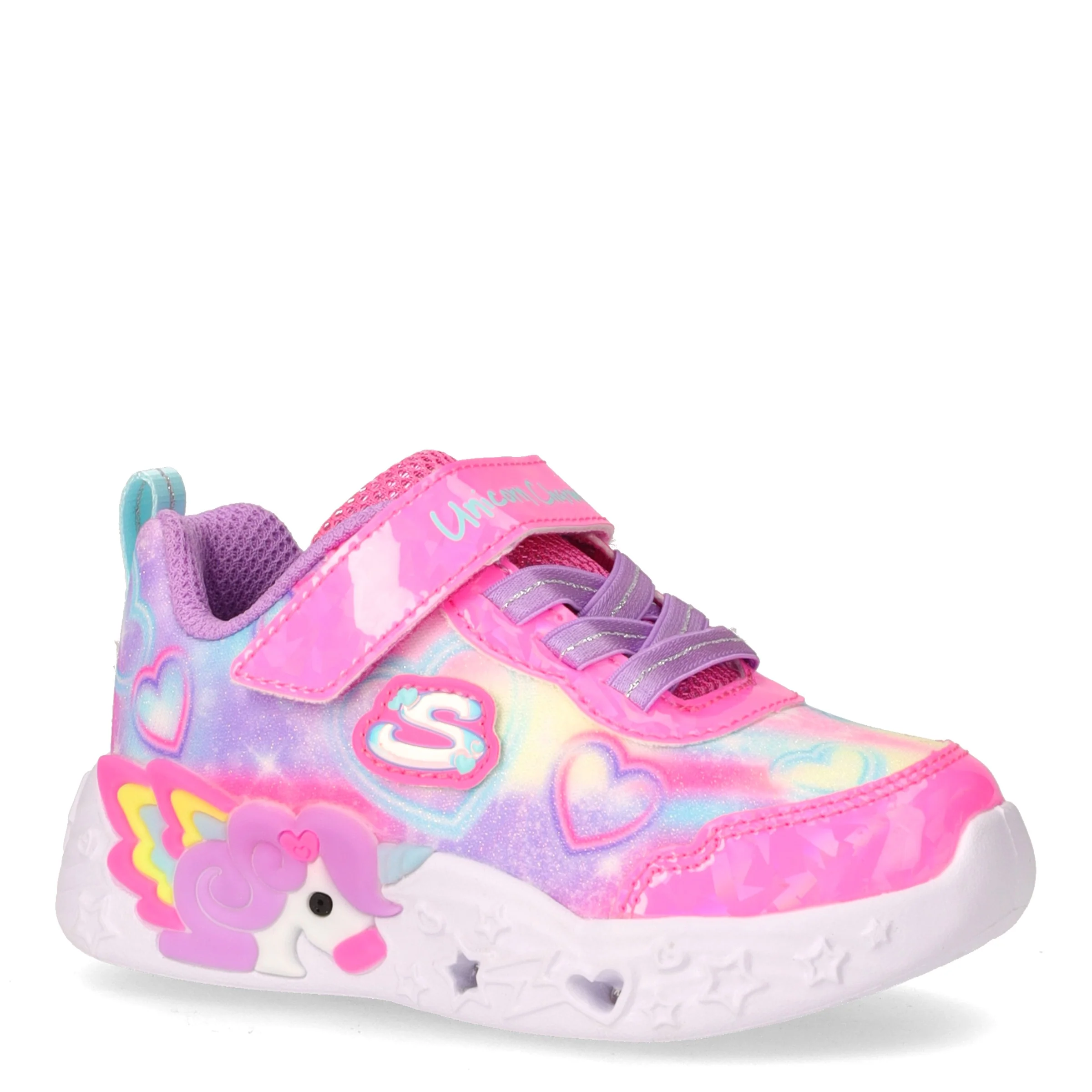 S Lights Unicorn Charmer Lil Heart Sperkless sneaker in tessuto con luci bambina rosa - Image 2