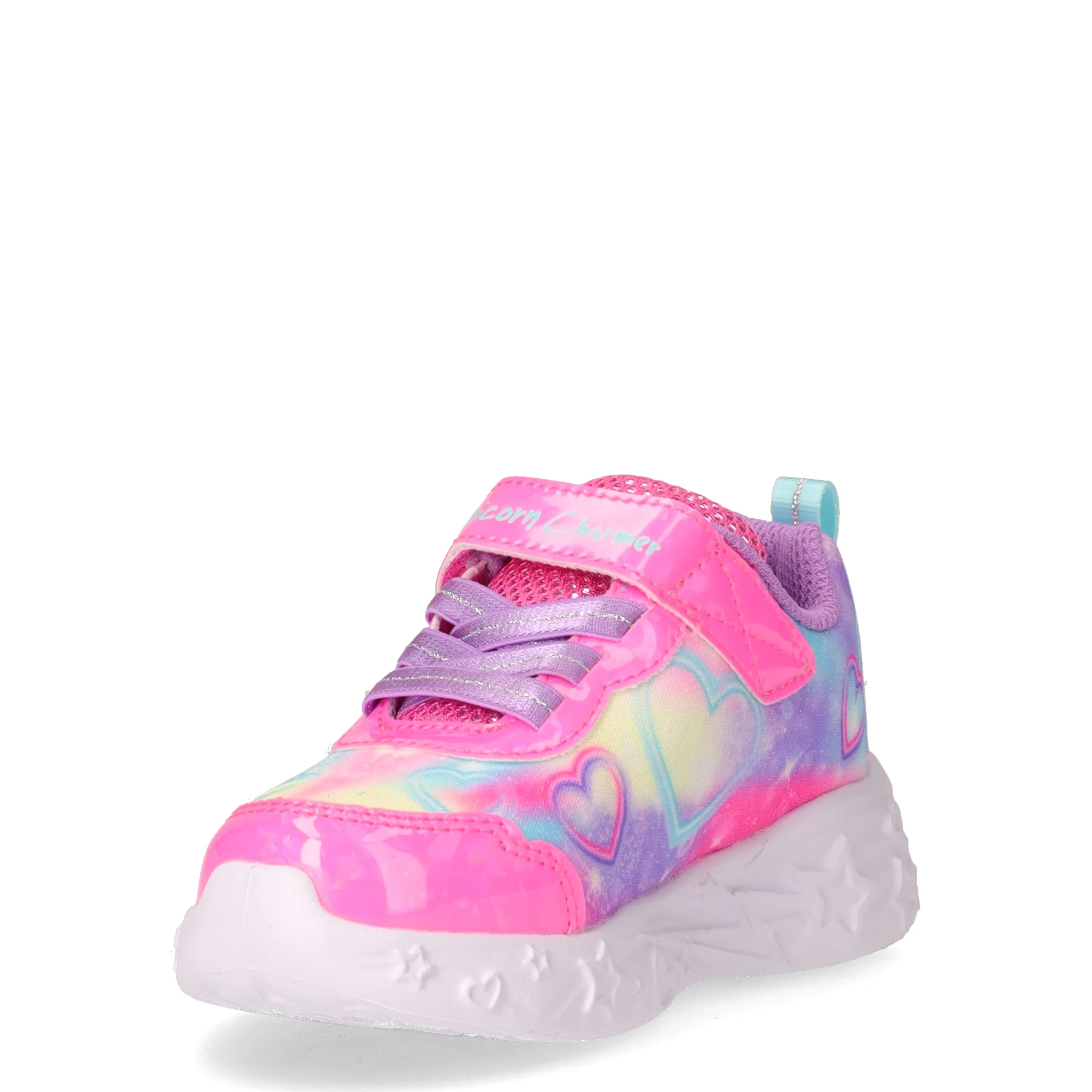 S Lights Unicorn Charmer Lil Heart Sperkless sneaker in tessuto con luci bambina rosa - Image 3
